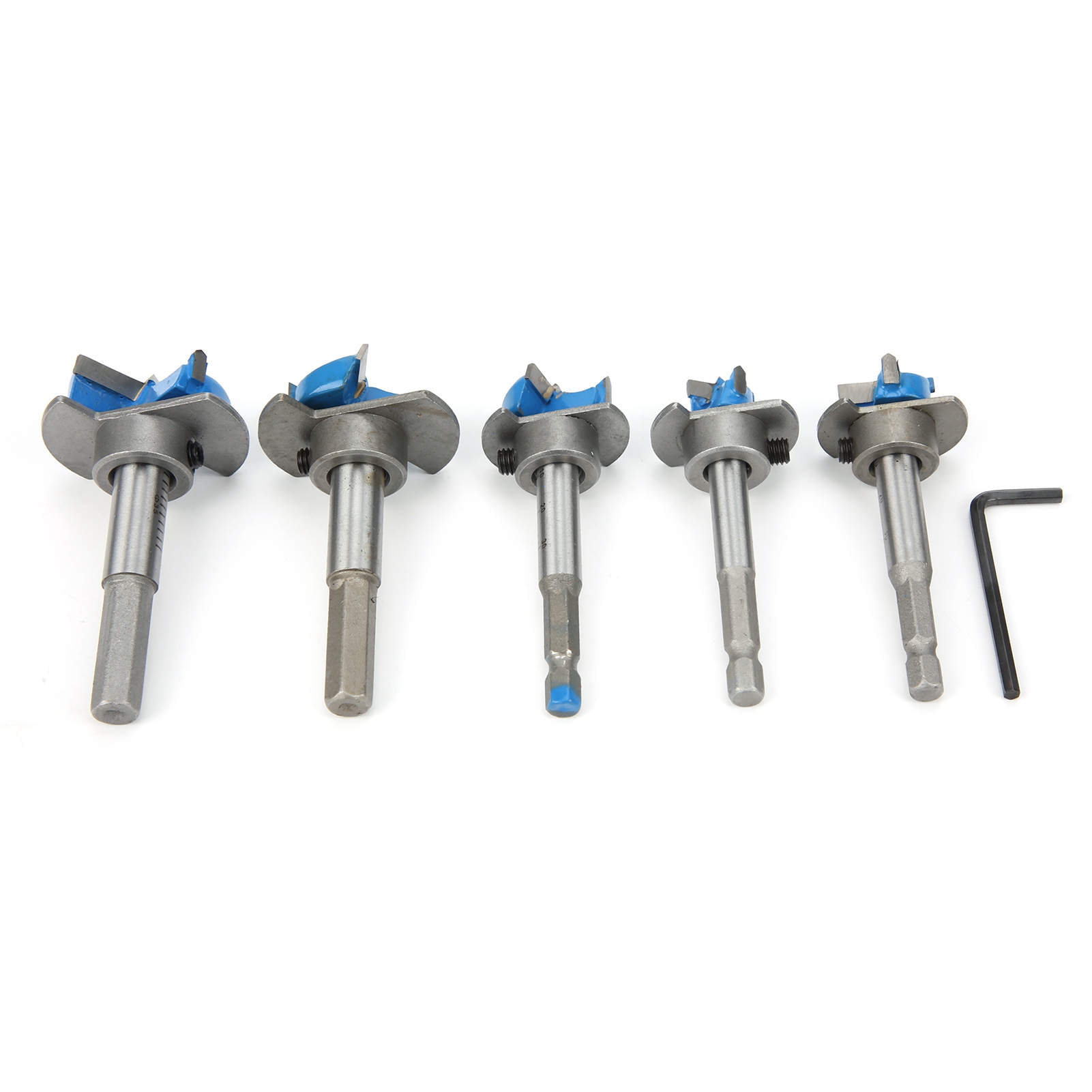 Set Mit 5 Verstellbaren Scharnierbohrern 15-35 Mm, Blaue Hartmetall-lochöffner Für Die Holzbearbeitung