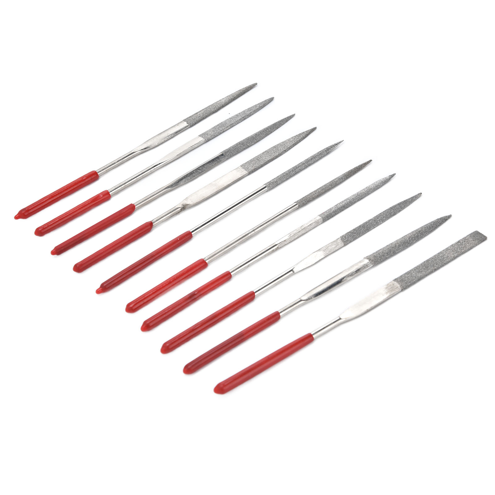 Set Mit 10 Nadelfeilen, 4 X 160 Mm, Aus Gehärtetem Stahl, Mit Ergonomischen Griffen, Langlebig Und Robust Für Die Schmuckherstellung