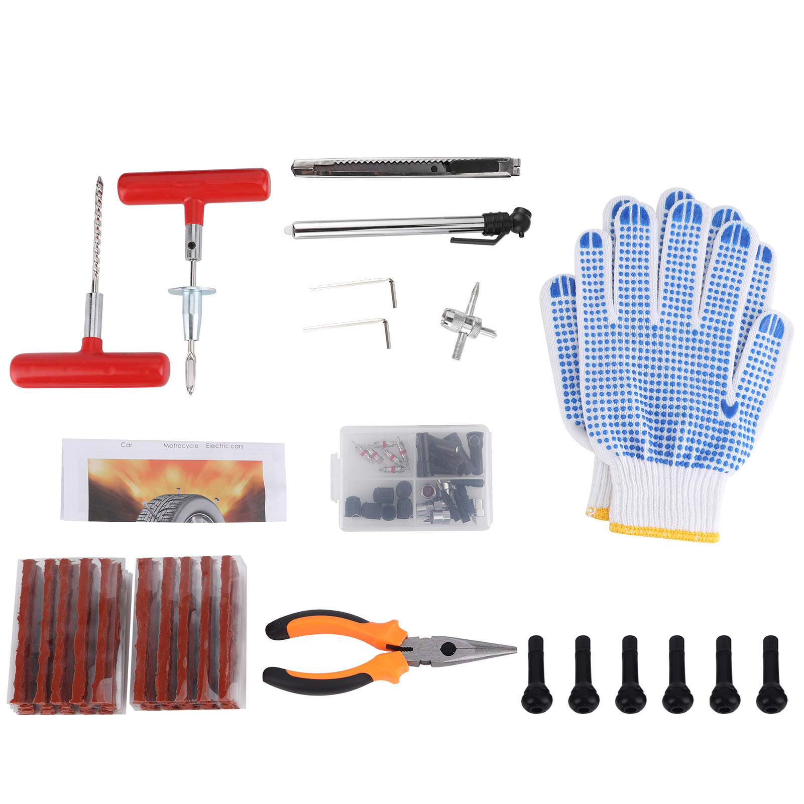 100-teiliges Reifenreparaturset Für Autos, Motorräder, E-bikes Und Professionelle Werkzeuge