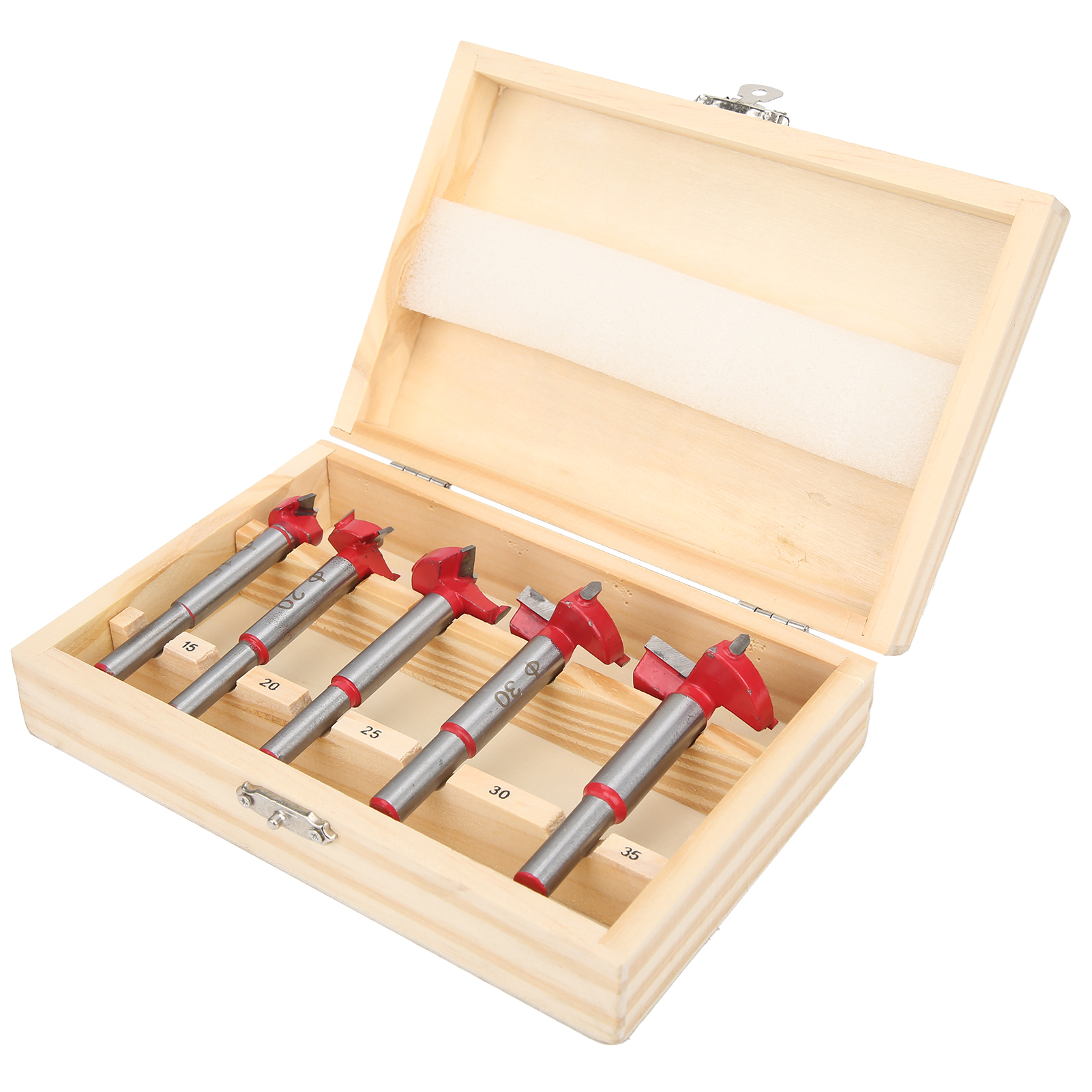 Hartmetallbestückter Bohrer Für Scharniere, 5-teiliges Set, Lochaufweiter 15–35 Mm, Flachflügel-kernbohrer Für Die Holzbearbeitung