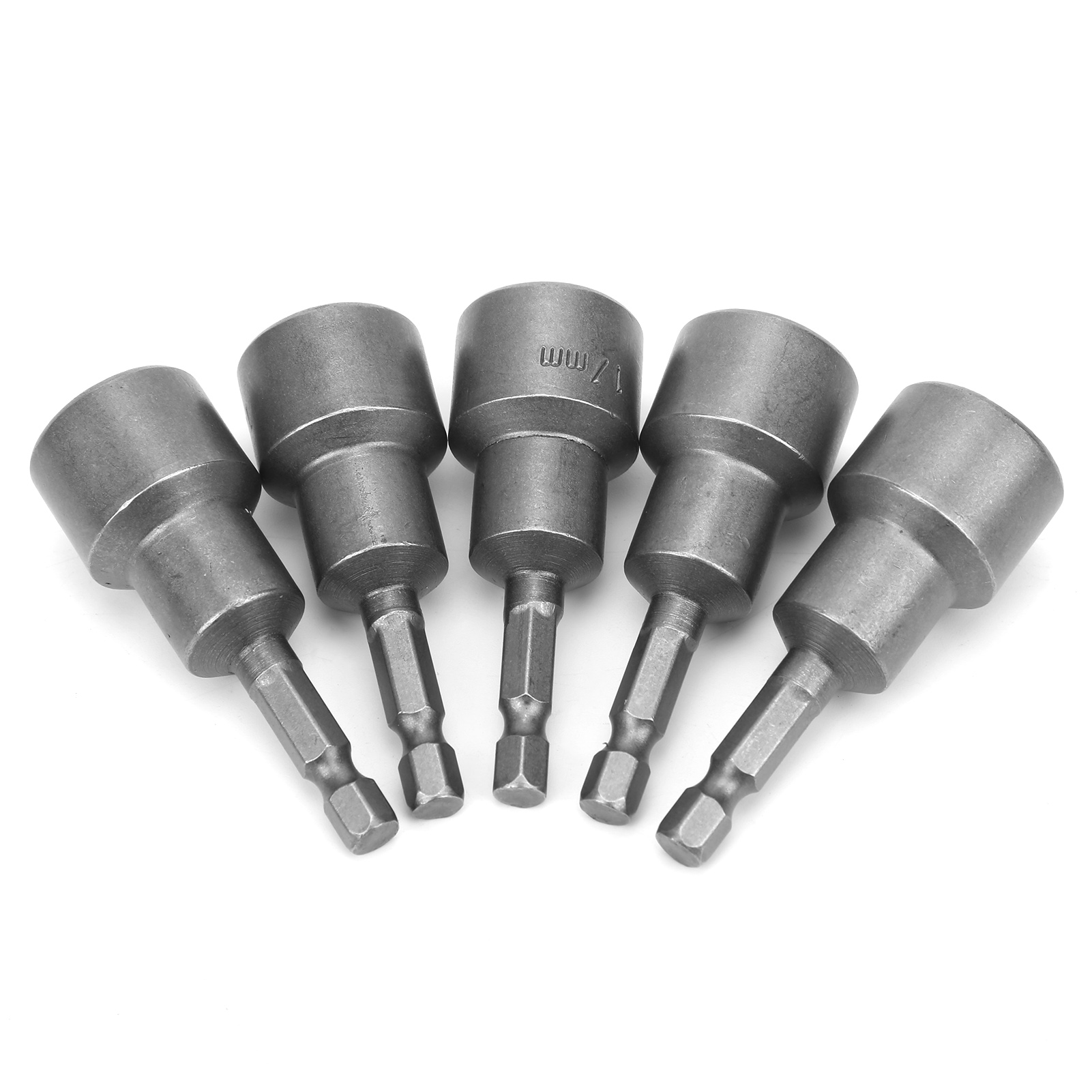 5er-set Magnetische Sechskant-steckschlüsseleinsätze Aus Chrom-vanadium-stahl Für Holzschrauben, Geeignet Für Elektrische Bohrmaschinen, 17 Mm