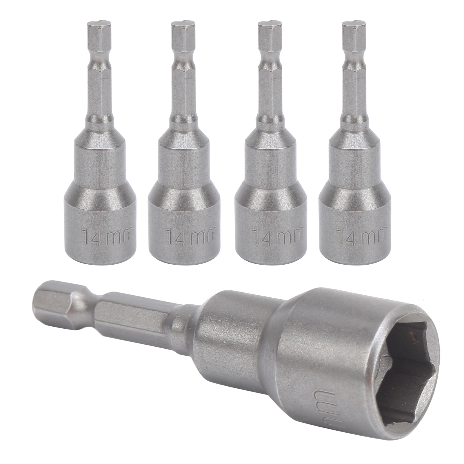 Set Mit 5 14-mm-steckschlüsseleinsätzen, Chrom-vanadium-stahl, Starker Magnet Für Elektroschrauber