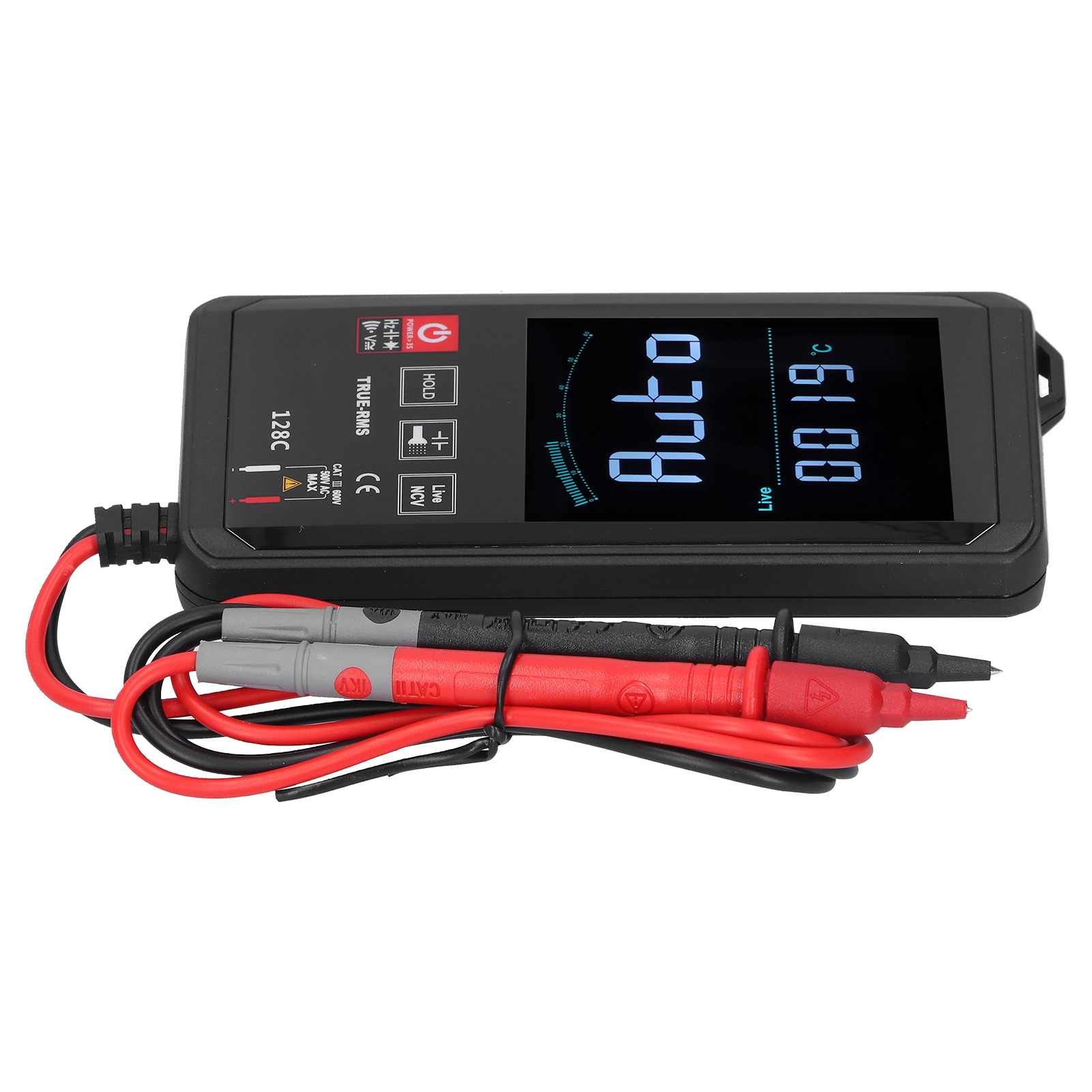 Hy128c Smart-multimeter Mit Digitalem Touchscreen, Multifunktionsmessung Von Frequenz Und Temperatur, Schwarz