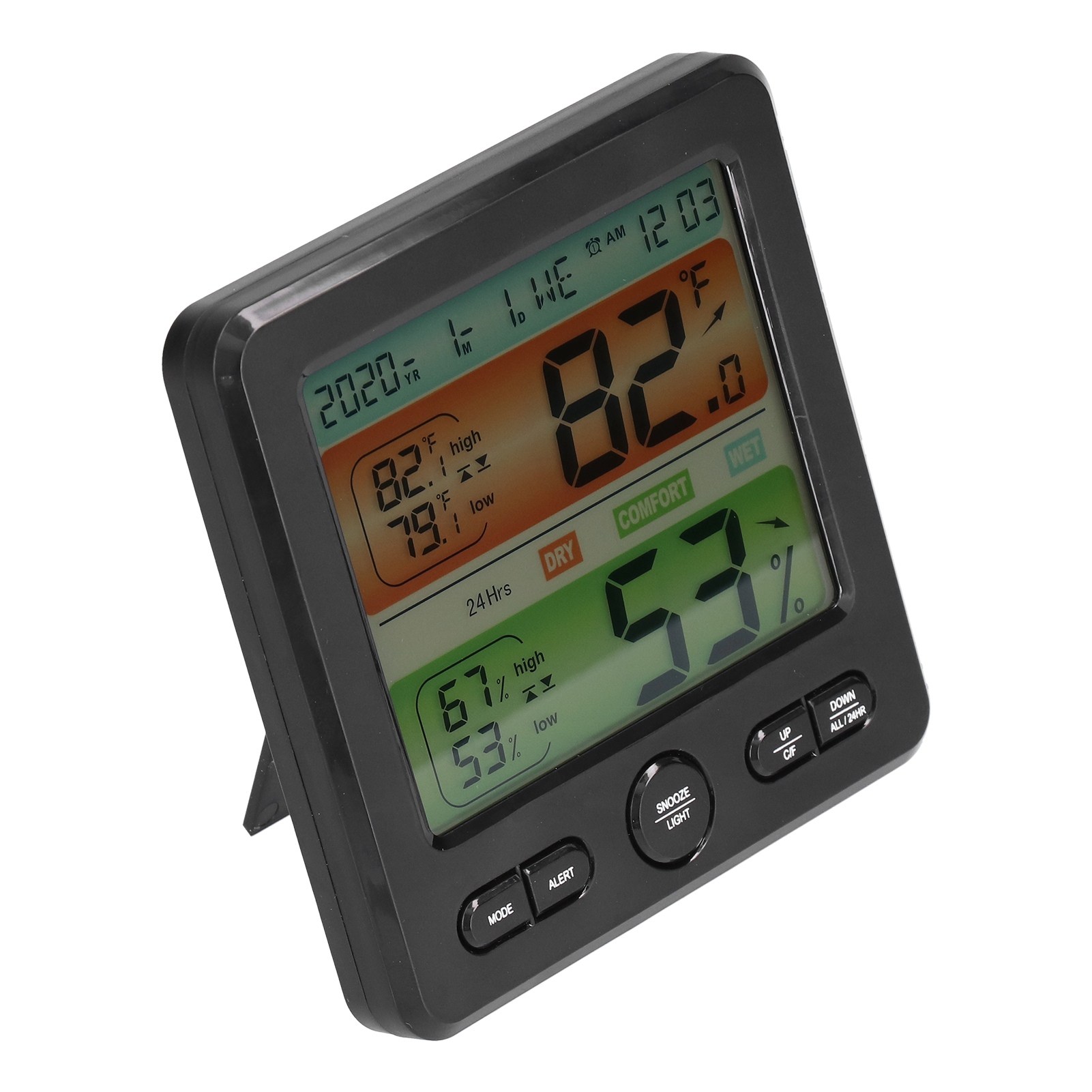 Ts-6211 Schwarzes Digitales Thermometer-hygrometer Mit Großem Display, Anzeige Für Innentemperatur Und Luftfeuchtigkeit
