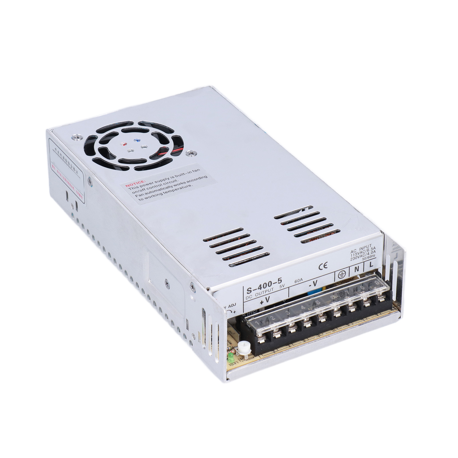 400-w-schaltnetzteil Mit Klemmen, Gehäuse Aus Aluminiumlegierung, Spannungswandlung 115–230 V Ac, Modell S-400-5, 5 V/60 A Ausgang