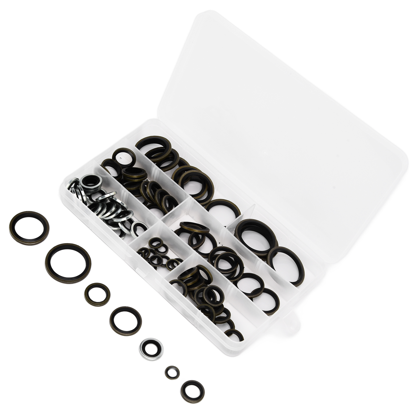 Packung Mit 90 Runden, Flachen Dichtungen Aus Gummi Und Verzinktem Eisen, Dichtungsscheiben-set In Verschiedenen Durchmessern