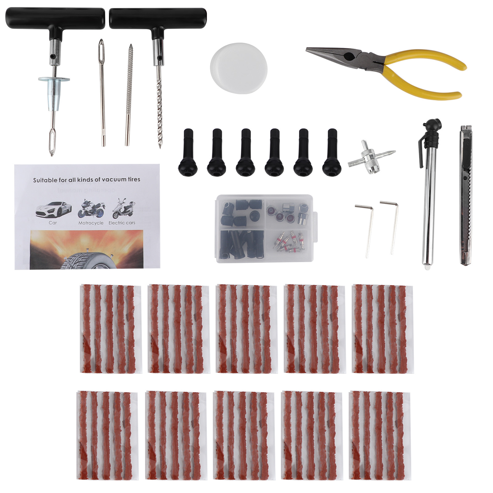 93-teiliges Reifenreparaturset Für Autos, Motorräder Und Fahrräder Komplettes Set Für Schnelle Und Einfache Reifenreparaturen In Eigenregie
