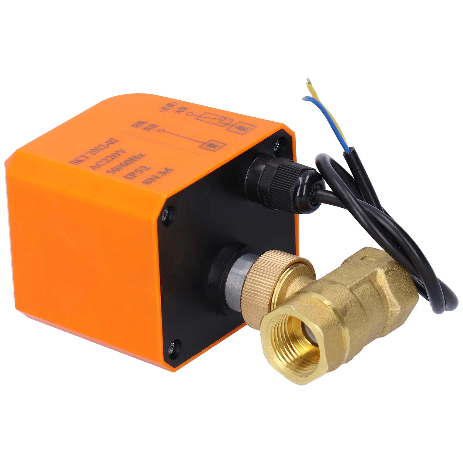 Dn15 Motorisiertes Messing-kugelventil, 2-wege-magnetventil, 2-adriger Wechselstromanschluss (220 V)