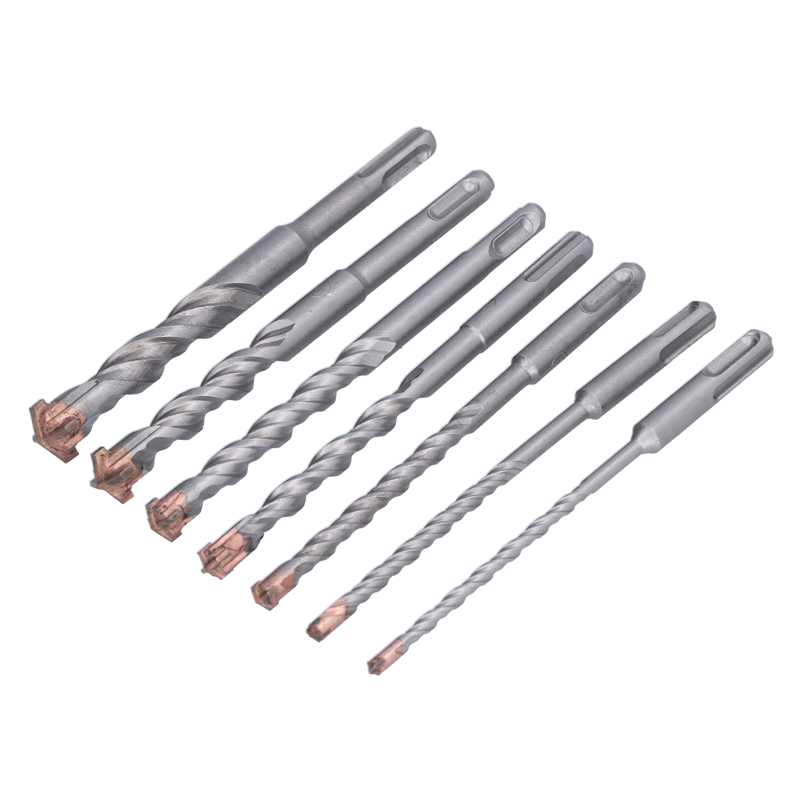 Set Mit 7 Betonbohrern (160 Mm), Hartmetall, Kreuzschlitzkopf, 3/8-zoll-rundschaft, Für Maschinelles Bohren