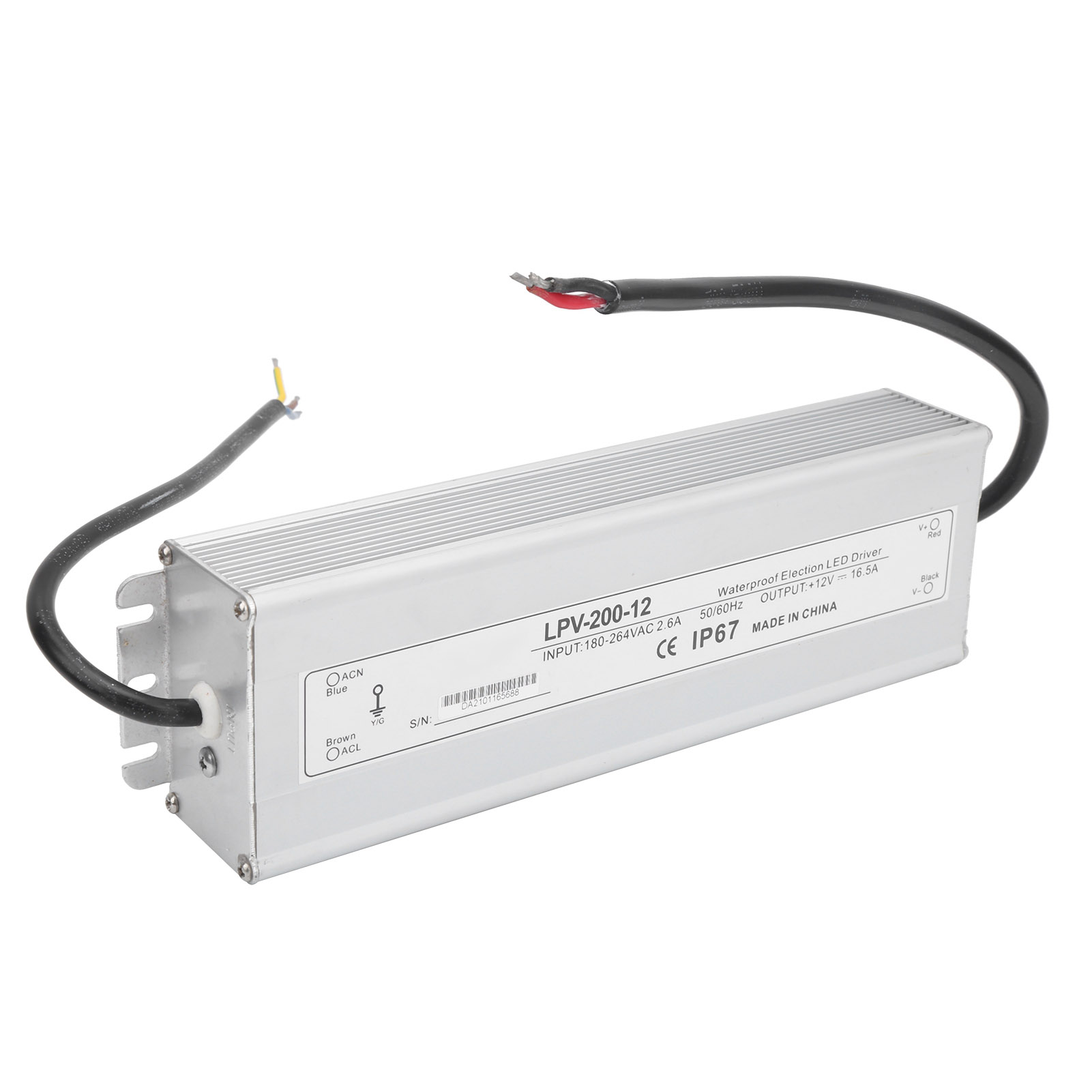 Wasserdichtes 12v 200w Netzteil Für Leds, Lpv-200-12 Industrietransformator, Ip67 Wasserdichter Treiber