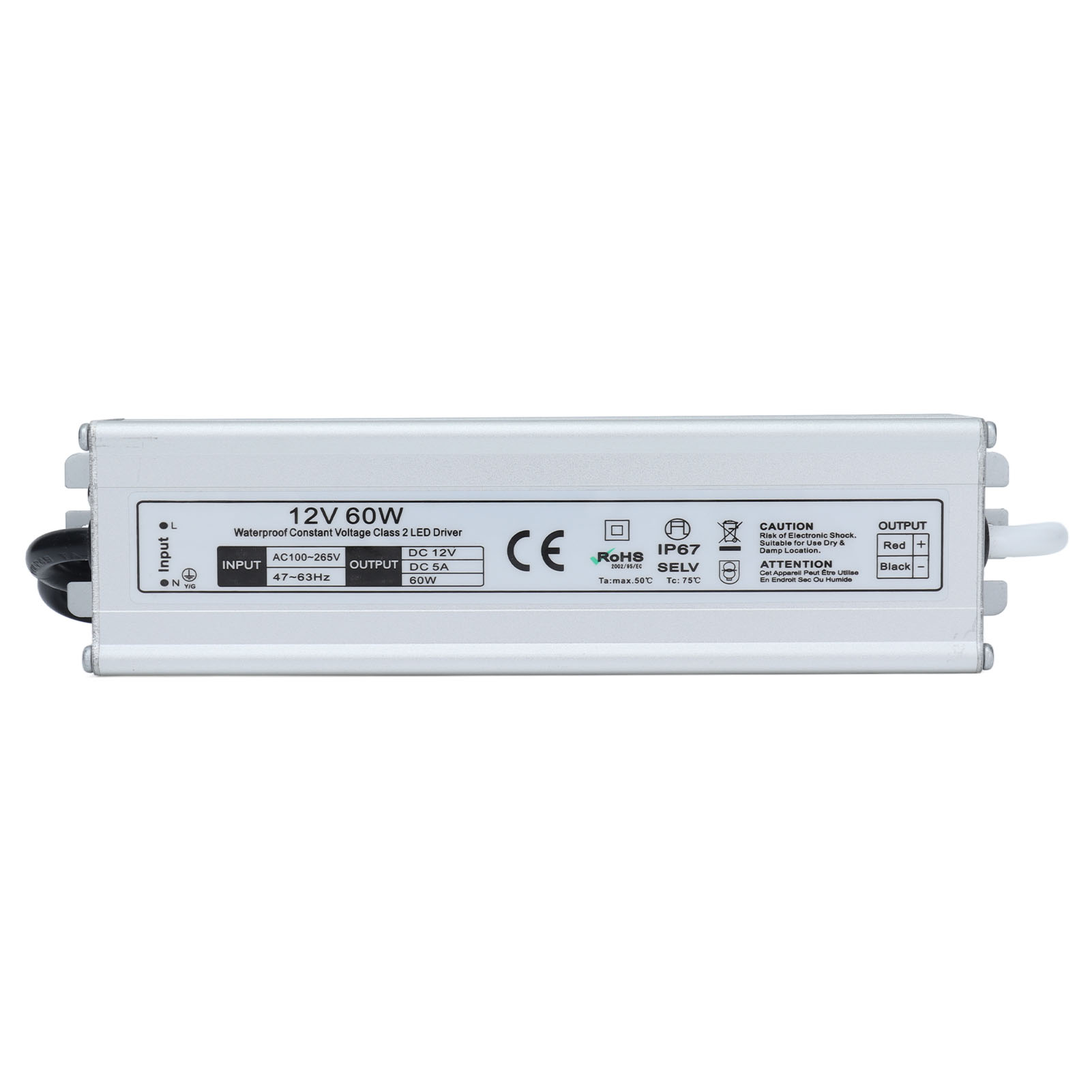 60-w-netzteil, Ip67 Wasserdicht, 12-v-led-transformator, Ac100–265-v-eingang, Eu-stecker, Netzteil Für Den Außenbereich