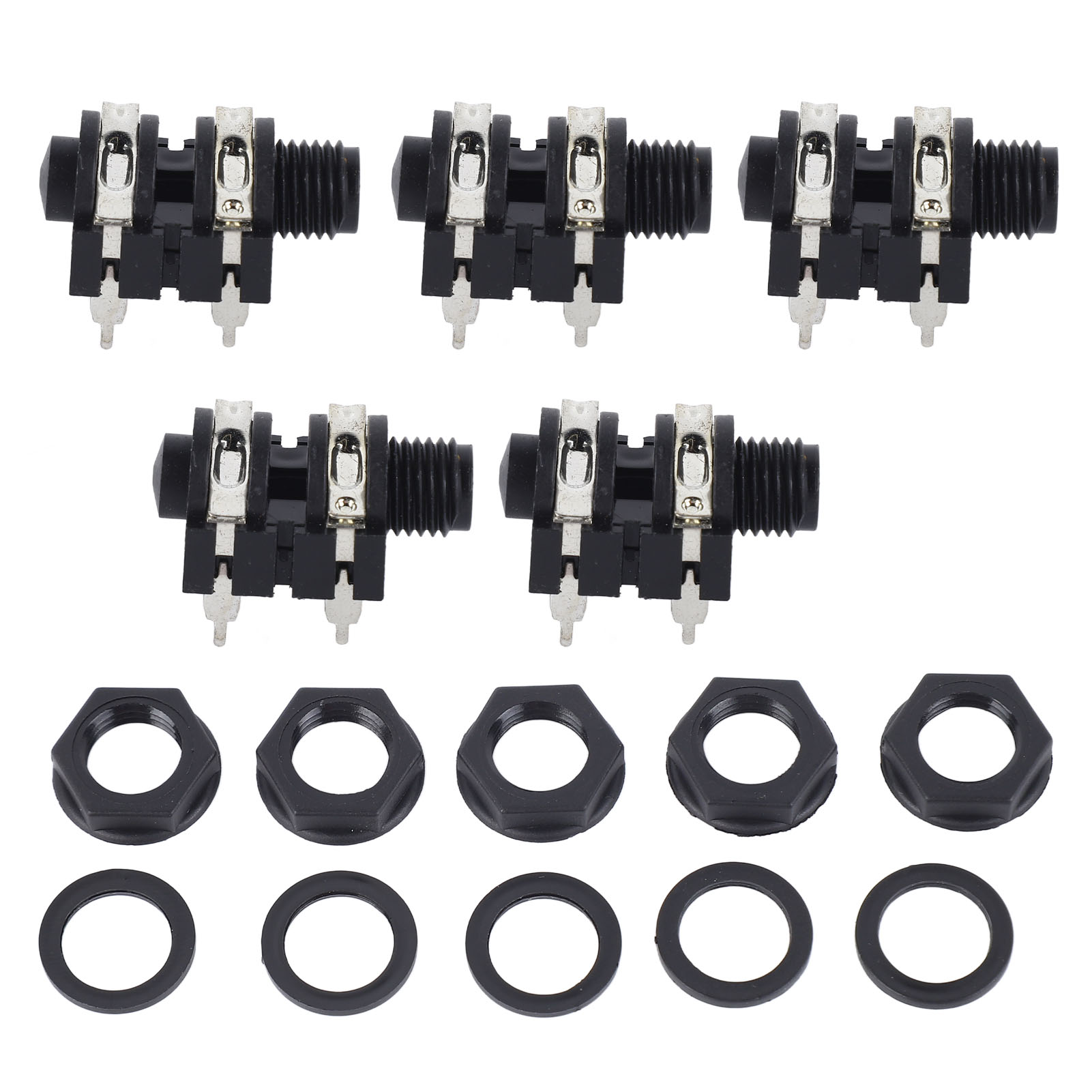 6,35-mm-stereo-klinkenstecker (4-polig), 5er-pack, 6,5-mm-eingang, Stabile Übertragung, Einfach Zu Verwenden Für Mikrofone Und E-gitarren, Weiblicher Anschluss