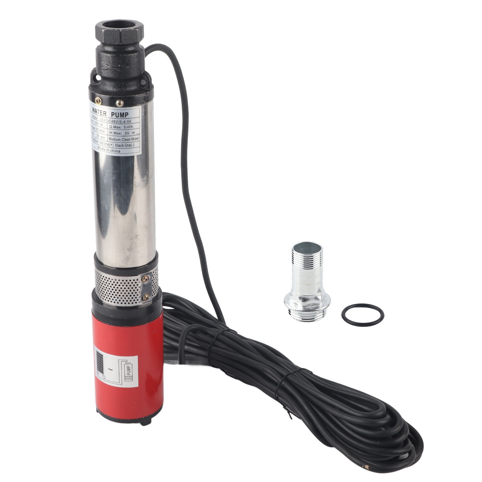 Deepwell Dc-tauchpumpe, Hohe Fördermenge, Hohe Förderhöhe, Solarbatterie, Messingmotor, Schwimmendes Laufrad, S455, 48 V