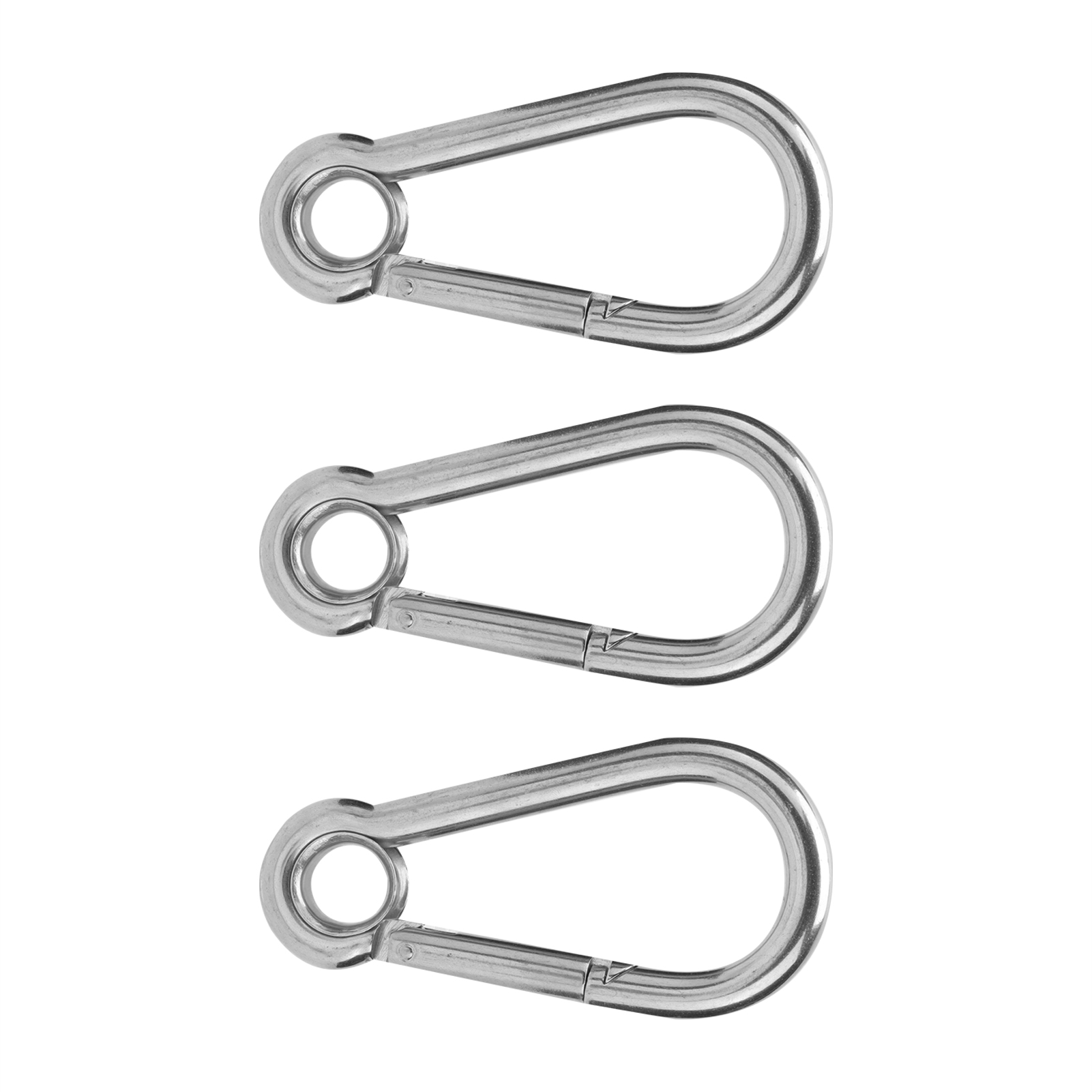 Set Mit 3 Edelstahl-karabinern Mit Ring, Stahlfederclips, Seilsicherheitszubehör, M10 (10 Mm)