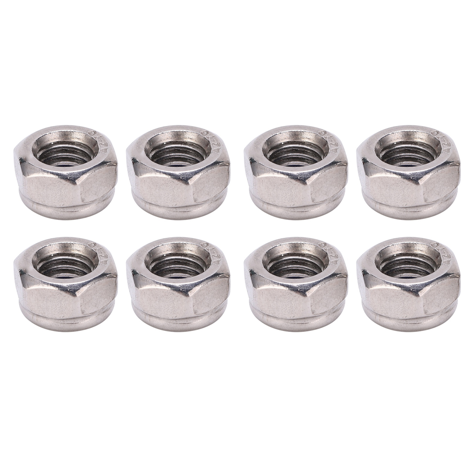 M8 Nylon-sicherungsmuttern, 50er-packung, Edelstahl 304, Silber, Sechseckig, Sortimentsset
