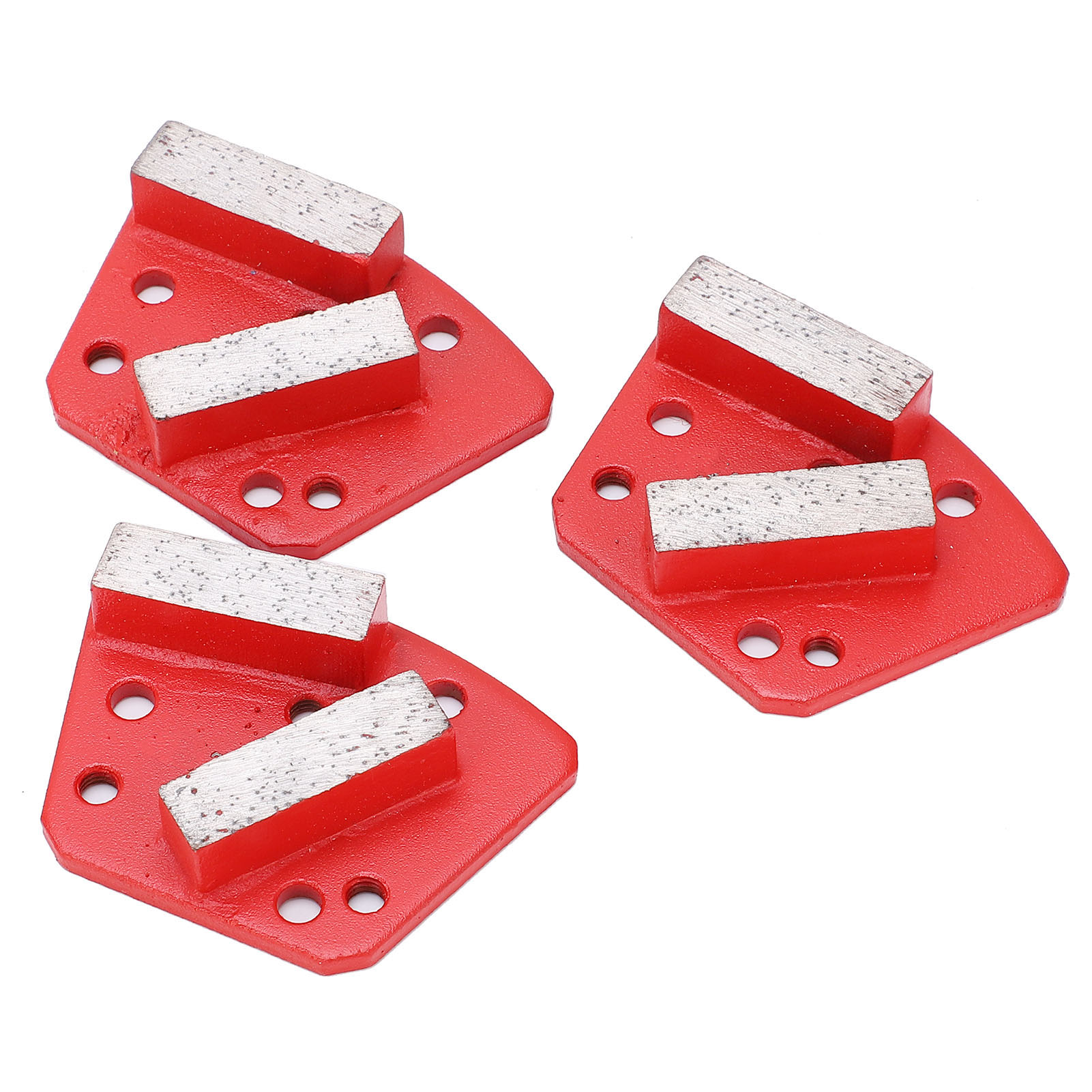 Satz Mit 3 Roten Trapezförmigen Diamantschleifschuhen Nr. 30 Für Beton, Gerader Zahnschnitt, 6 Löcher