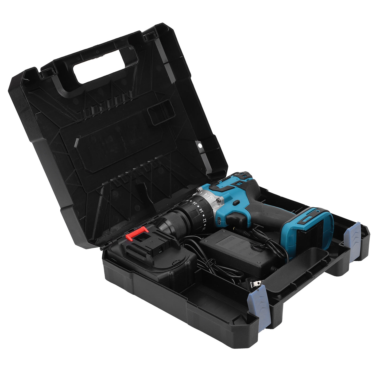 Akku-schrauber Mit Lithium-akku, 13-mm-industriebohrer, 110–240-v-wechselstromstecker (eu)