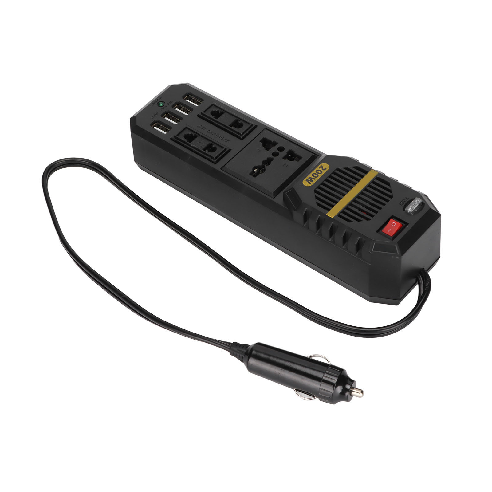 12v Auf 220v 200w Kfz-wechselrichteradapter Mit Batterieklemmen Und Spannungswandler