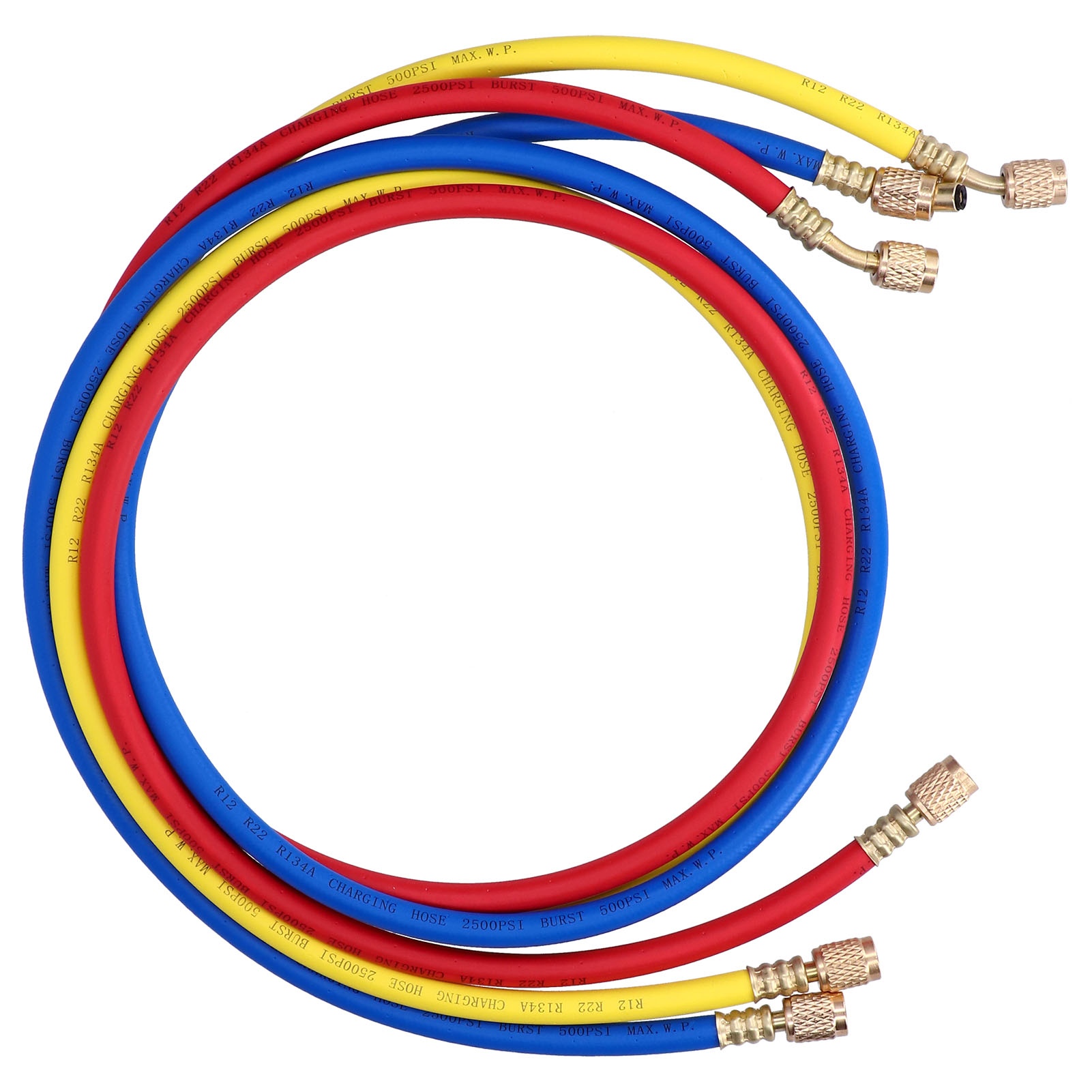 Set Mit 3 Klimaanlagen-befüllschläuchen Mit Flüssigkeitserkennung, Kältemittel-befüllschlauch, 3 Farben Ct360ryb (r22), 1,5 Meter