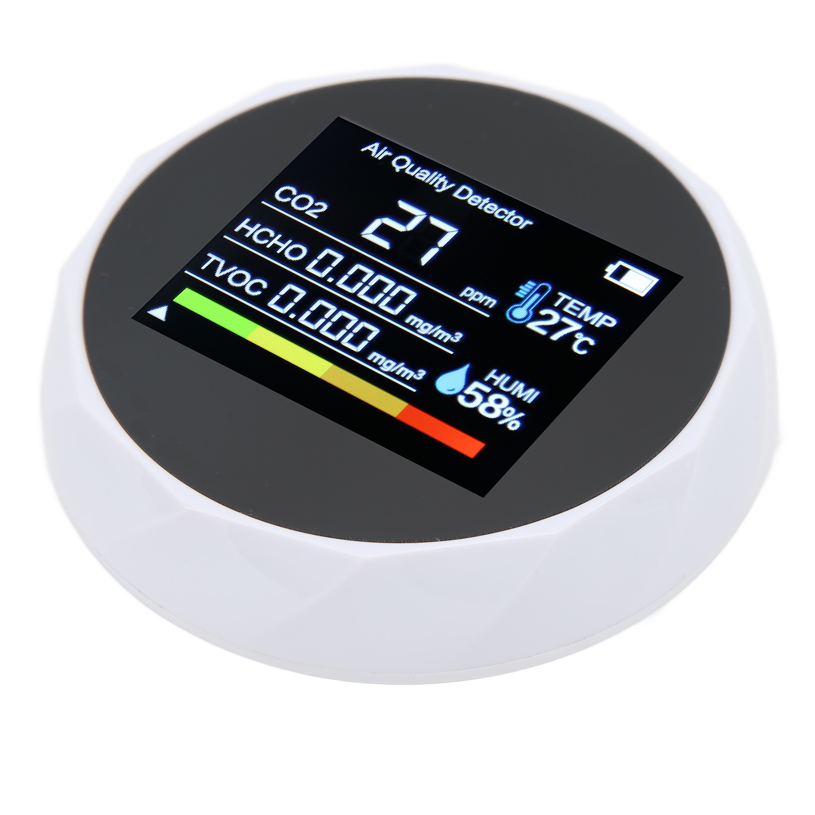 Zn-2co5 5-in-1 Digitaler Luftqualitätsdetektor, Infrarotsensor Co₂-monitor, Hcho-messung, Temperatur- Und Feuchtigkeitsmessung, Weiß