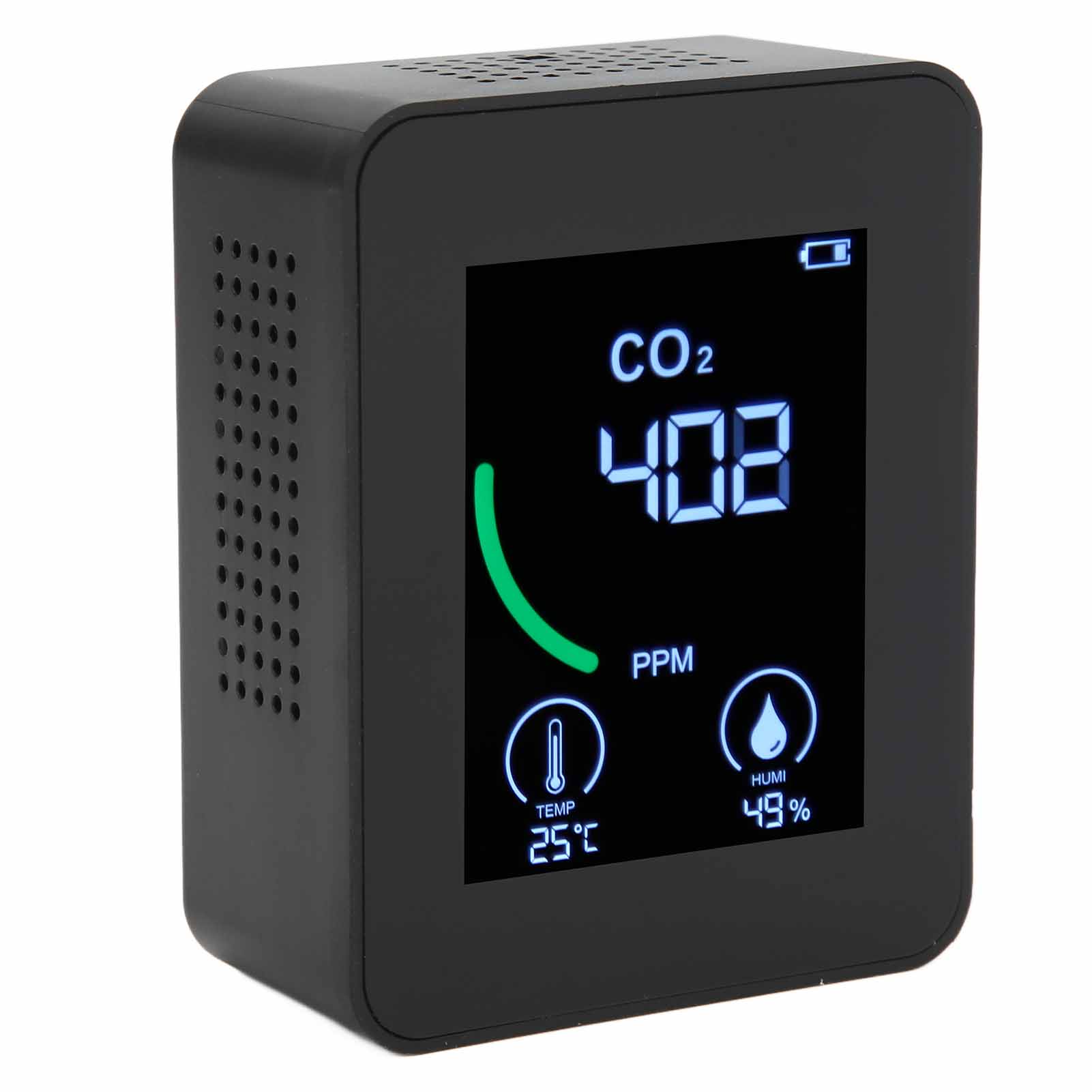 Zn-2co1tb 3-in-1 Tragbarer Co₂-detektor, Bluetooth-luftqualitätsmonitor Mit Datenspeicherung, Hohe Genauigkeit, Schwarz