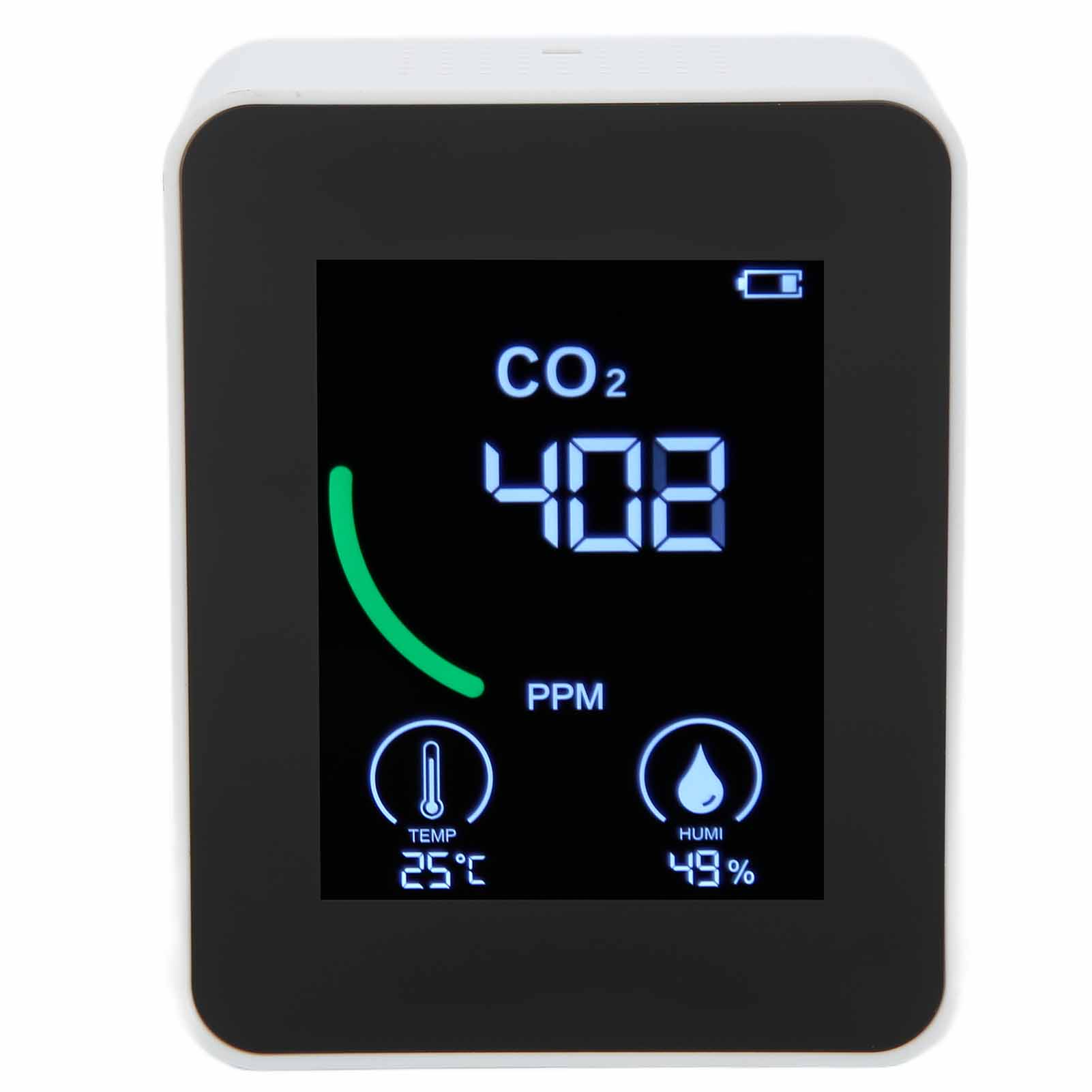 Zn-2co1tb Tragbarer Co₂-detektor, 3-in-1-luftqualitätsmonitor Mit Bluetooth, Datenspeicher, Hoher Genauigkeit, Weiß