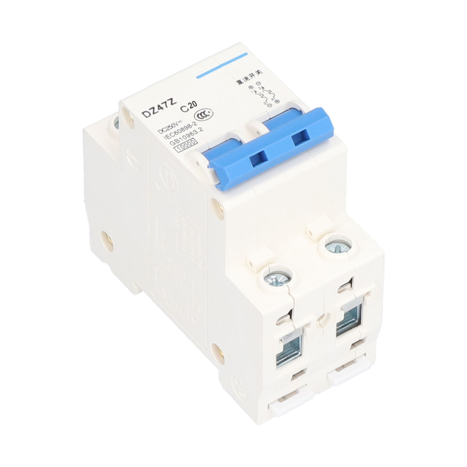 Modularer Din-schienen-leistungsschalter 2p Dc 250v 20a Dz47z Niederspannungsschaltanlage