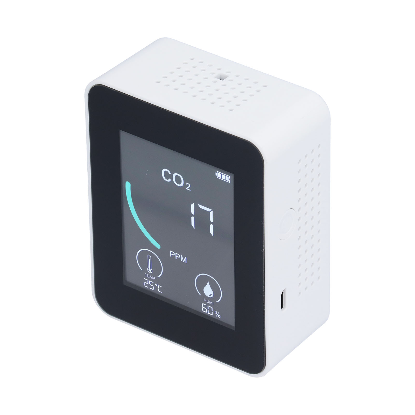 2-in-1-lcd-co₂-detektor, Digitales Temperatur- Und Feuchtigkeitsmessgerät Mit Alarmfunktion, Tragbar Und Echtzeitüberwachung Für Zuhause Und Büro, Weiß