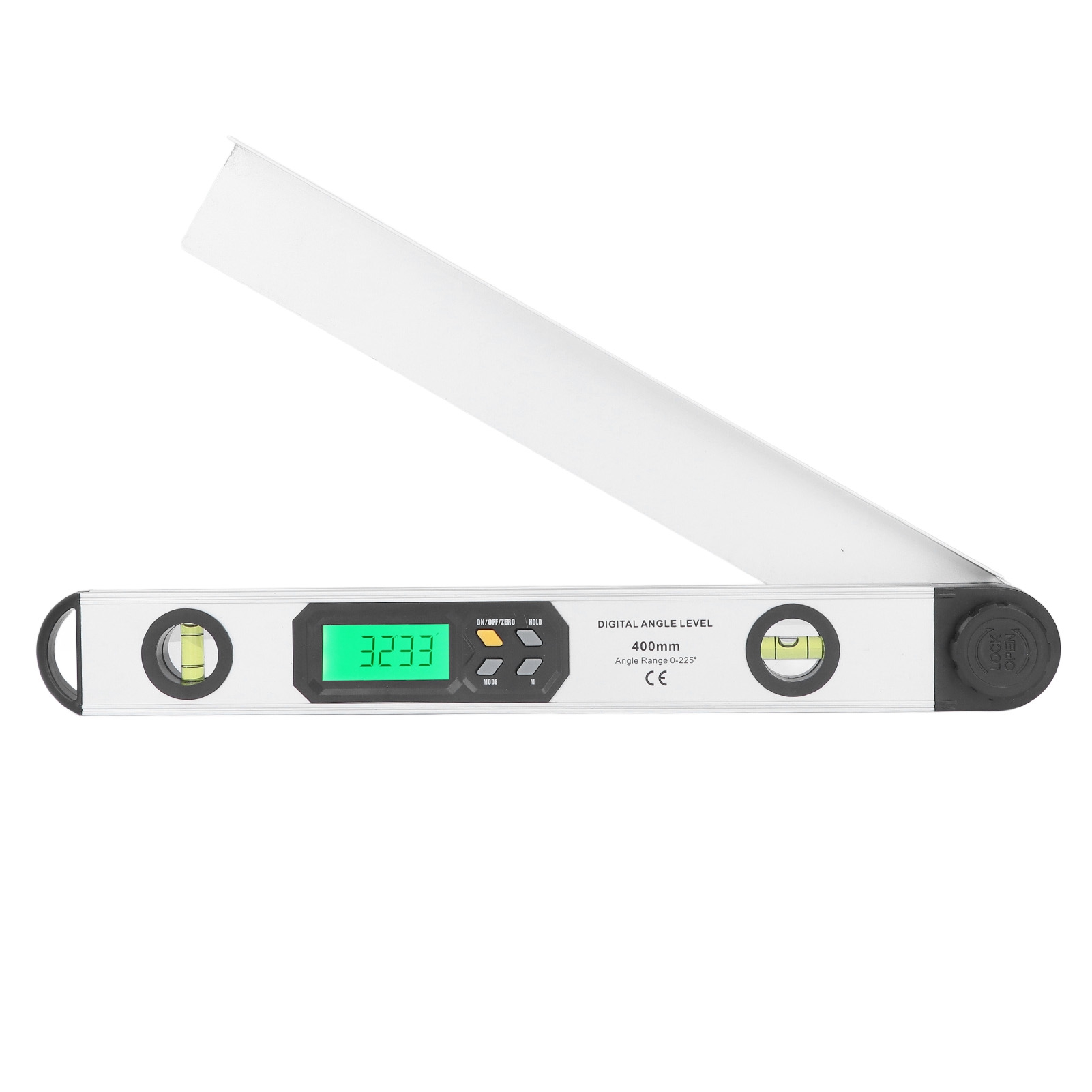 Digitale Winkelwasserwaage Aus Aluminium (225°), Winkelmesser Mit Hochauflösendem Lcd-display, Silbernes Messwerkzeug