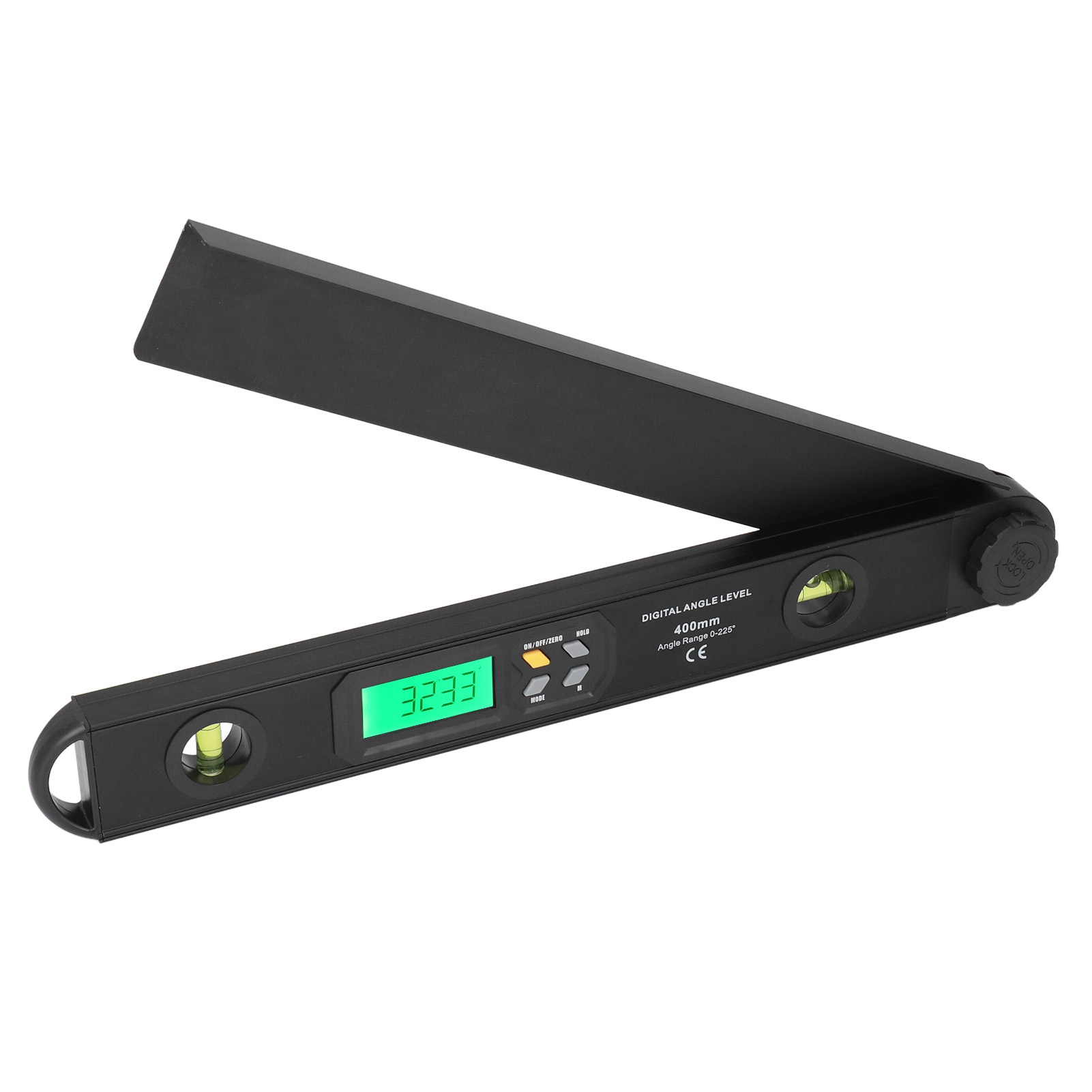 Digitale Wasserwaage Aus Aluminiumlegierung, Winkelmesser 0–225°, Hochauflösendes Lcd-display, Präzisionsmessgerät, Schwarz