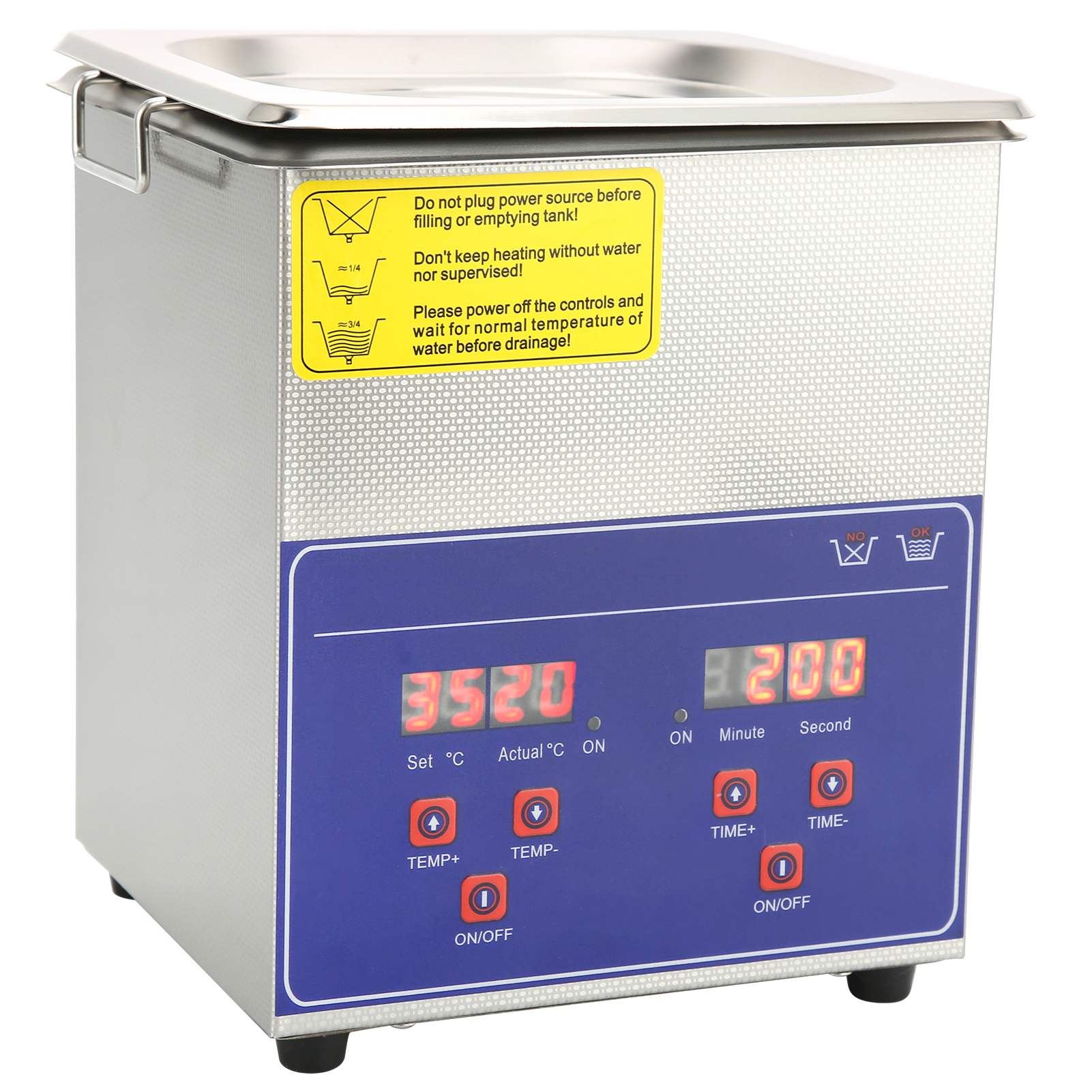 Industrieller Ultraschallreiniger Aus Edelstahl (2 L) Mit Heizung Und Digitaltimer, Modell Ps-10aeu, 220-v-eu-stecker