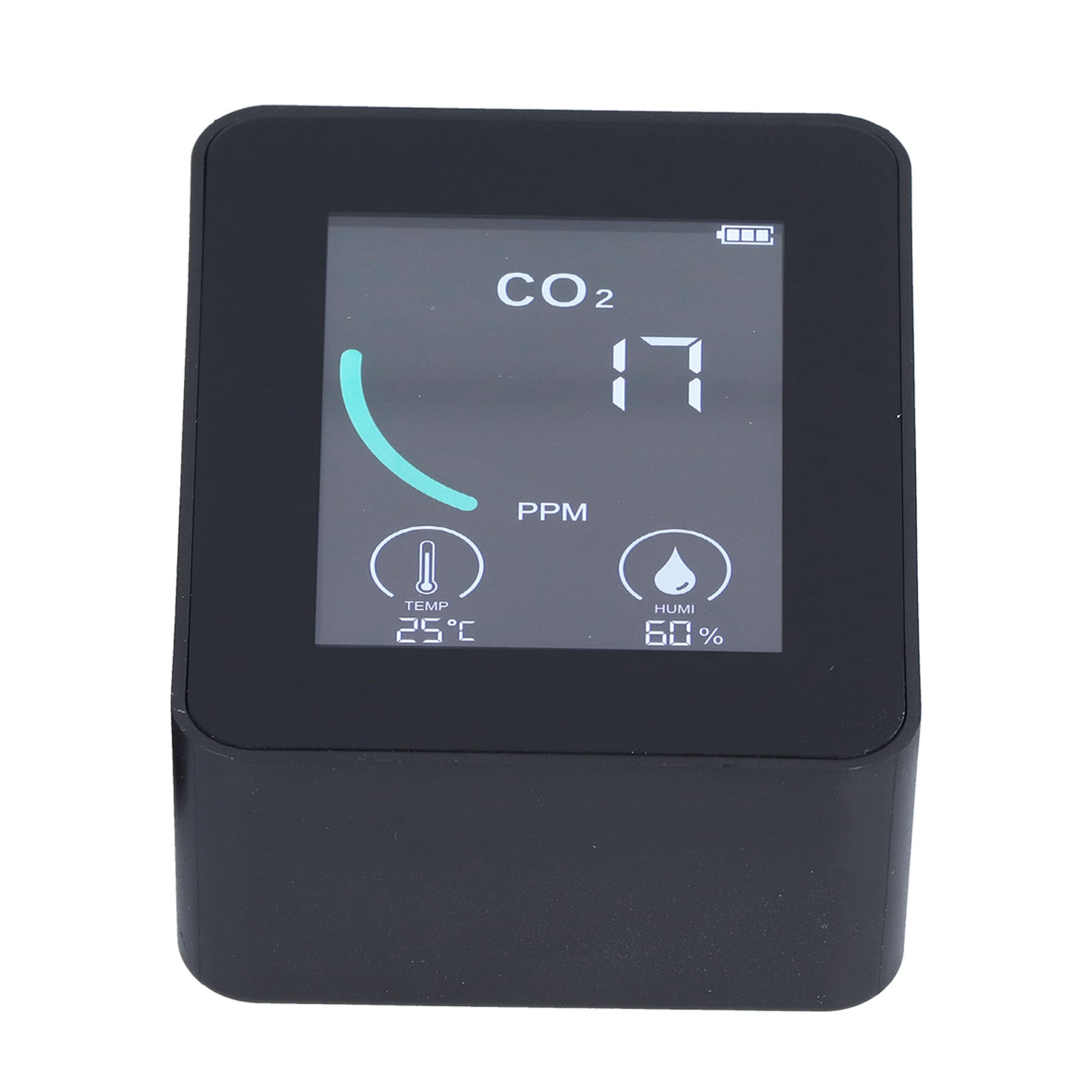 2-in-1-lcd-co₂-detektor Mit Thermometer Und Hygrometer, Integriertem Alarm, Tragbar, Echtzeitüberwachung Für Zuhause Und Büro, Schwarz