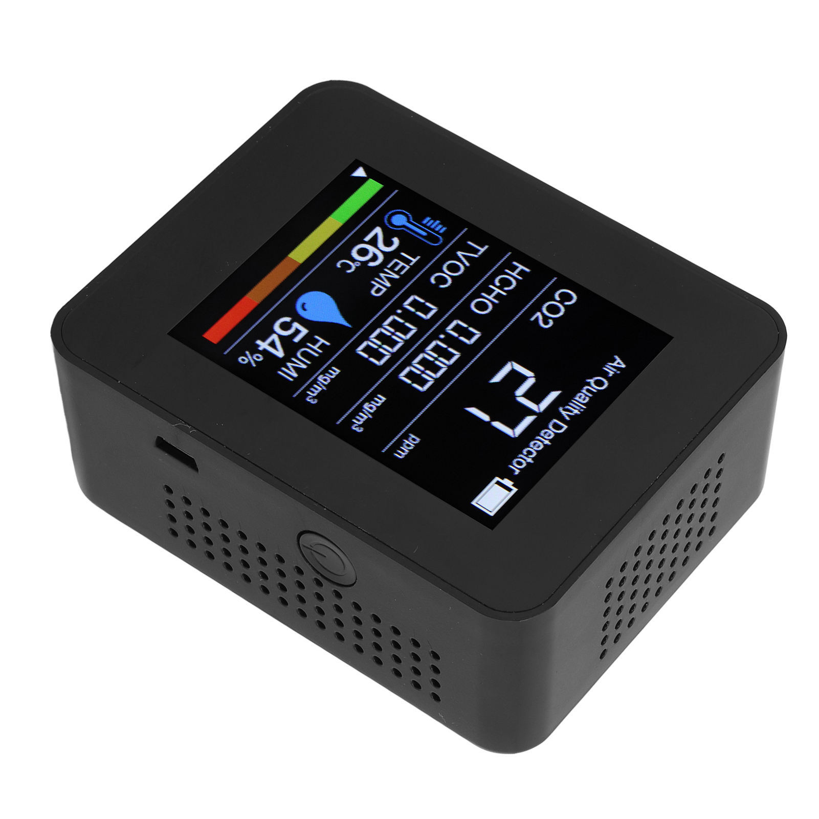 Tragbarer 5-in-1-luftqualitätsdetektor, Digitales Messgerät Für Co2, Tvoc, Hcho, Temperatur Und Luftfeuchtigkeit
