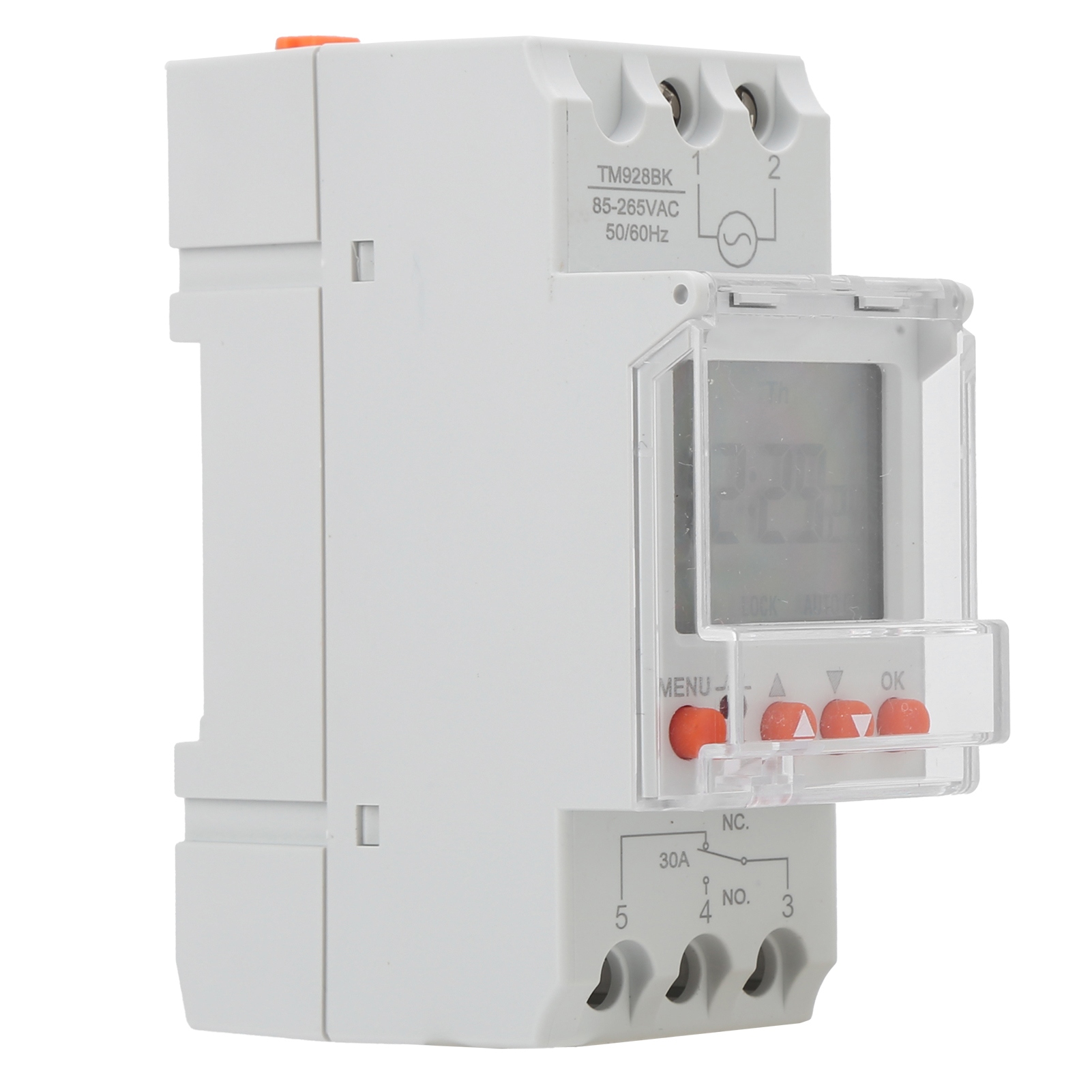 Tm928bk Programmierbare 24-stunden-zeitschaltuhr (digital/analog) Mit Hintergrundbeleuchtetem Lcd-display, Din-schienenmontage, 85–265 V, 30 A