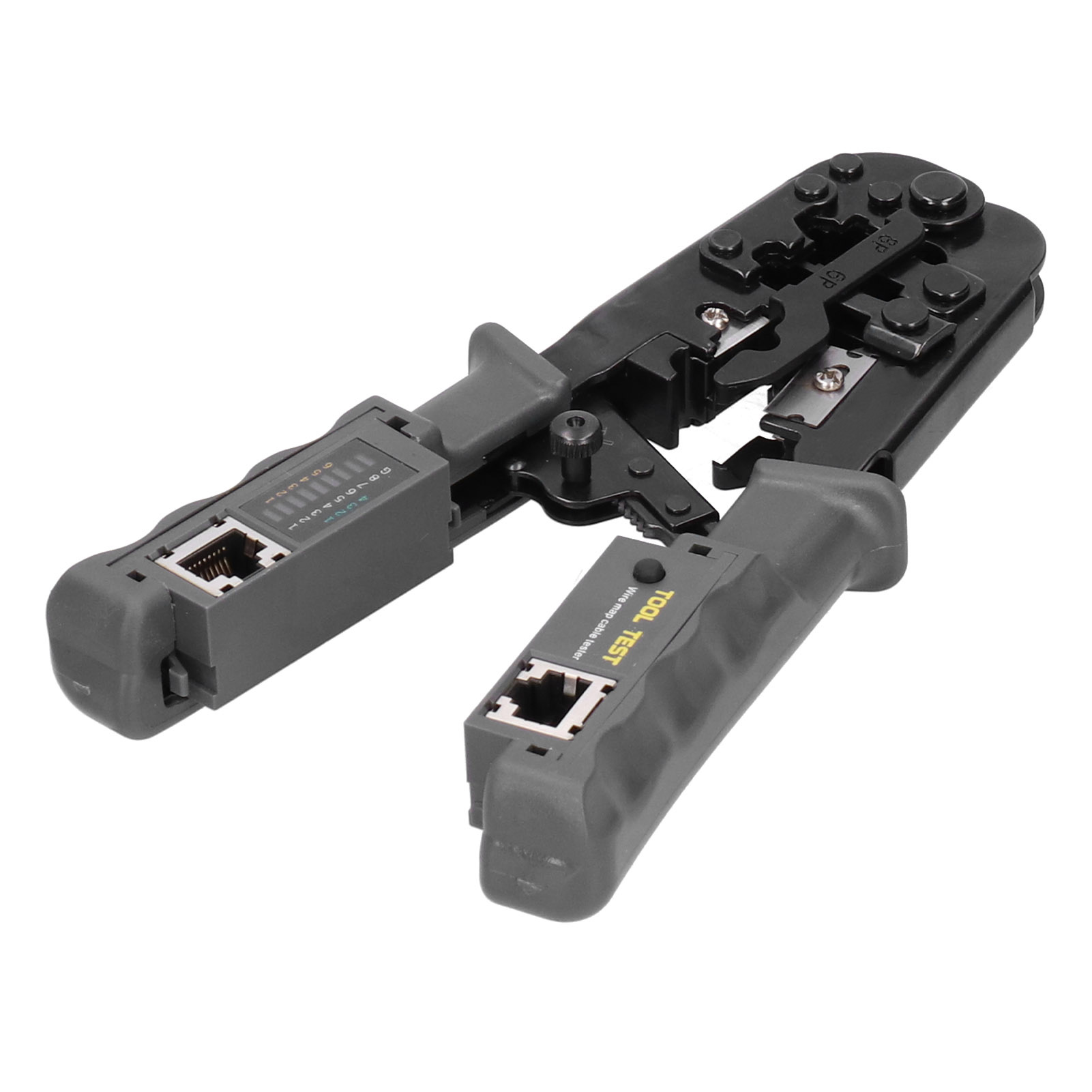 Netzwerk-crimpzange Mit Ratschenmechanismus, Kristallkopf, Abisolierwerkzeug Mit Abnehmbarem Prüfer