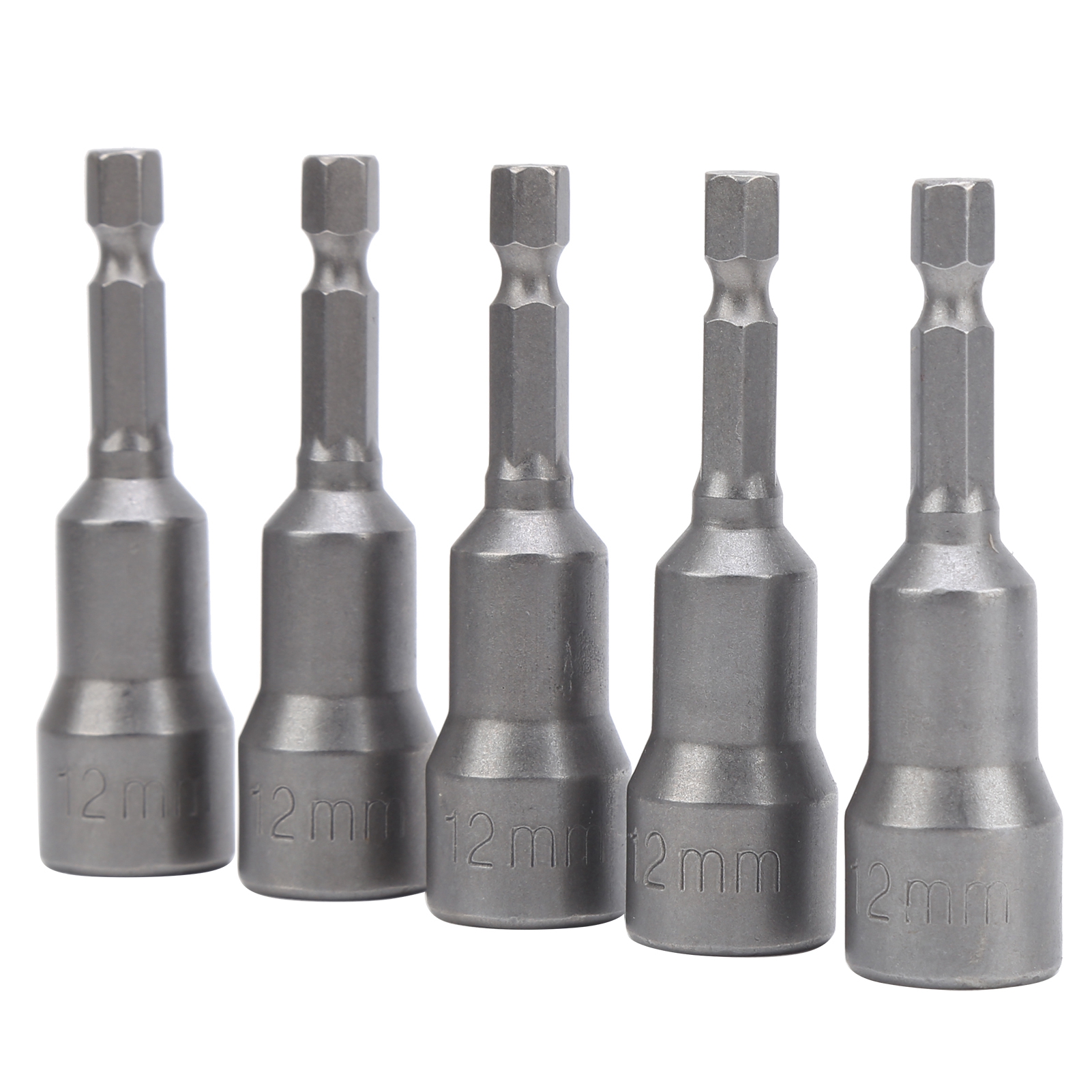 Set Mit 5 12-mm-sechskant-steckschlüsseleinsätzen, Chrom-vanadium-stahl, Starker Magnet Für Elektroschrauber