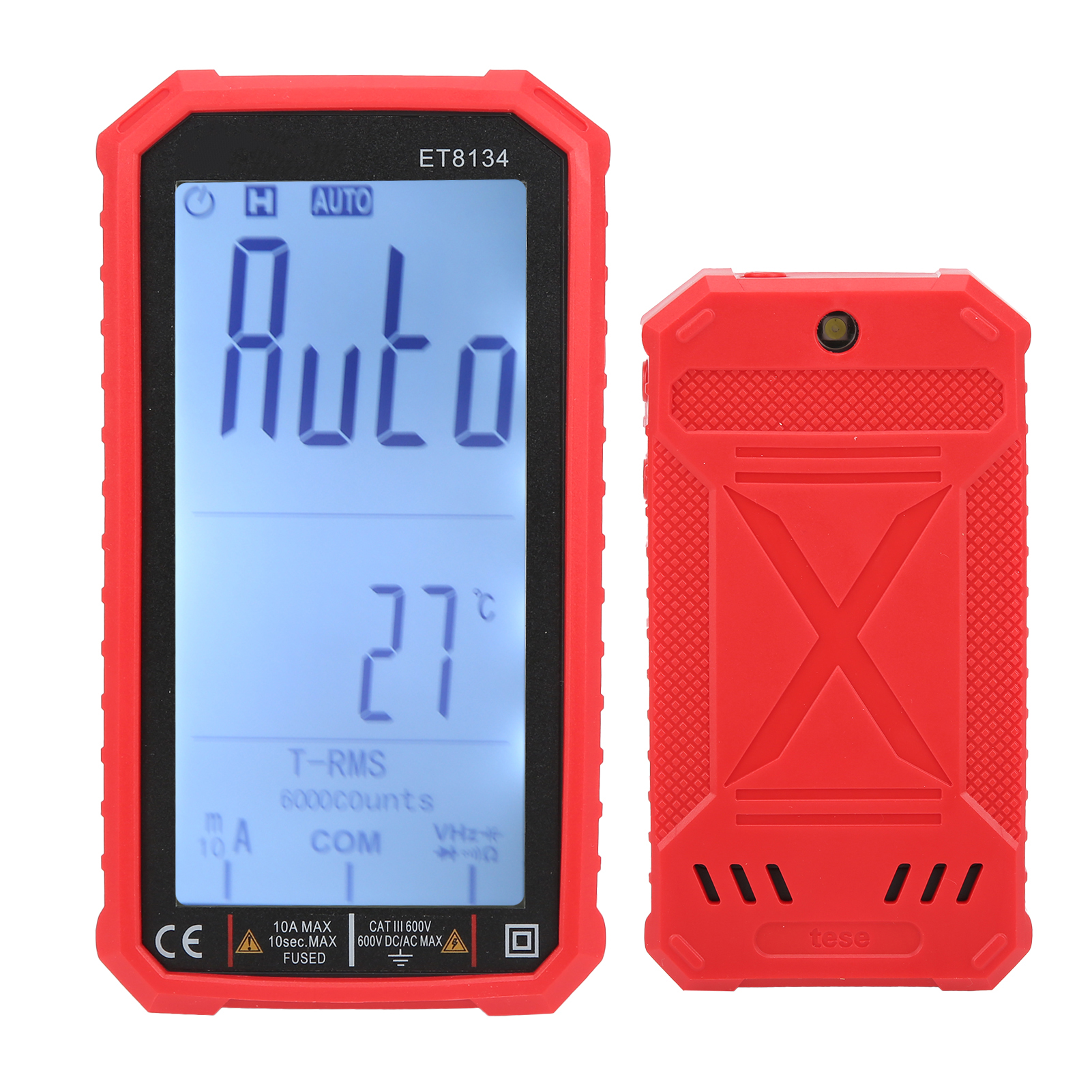 Et8134 Multimeter Mit Volldisplay, Spannungs-, Strom-, Widerstands- Und Kapazitätsmessgerät, Farbalarm