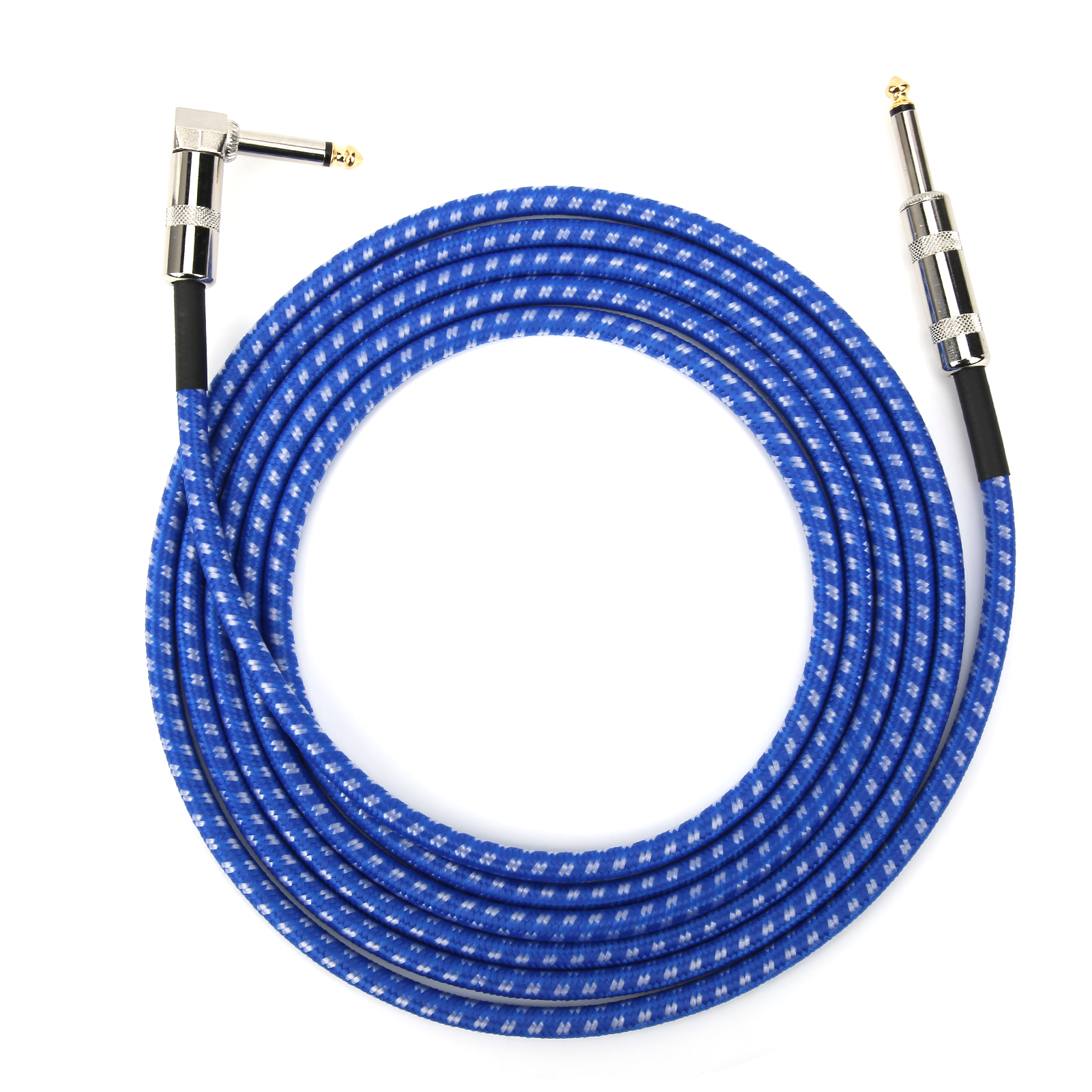 6,35-mm-gitarren-audiokabel Mit Geräuschunterdrückung Für Mikrofon Und Musikinstrumente, 3 Meter, Blau Und Weiß