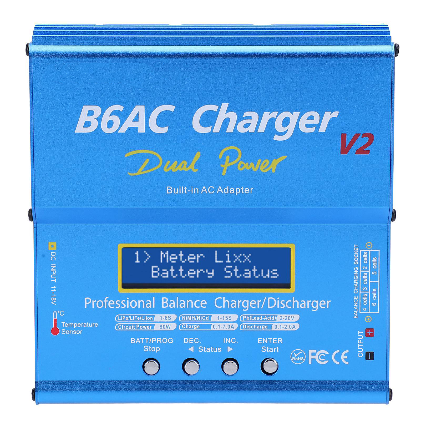 Intelligentes Ladegerät/entladegerät Aus Aluminiumlegierung Mit Kabel, 80 W, 7 A, B6ac V2, Blauer Eu-stecker, 220 V