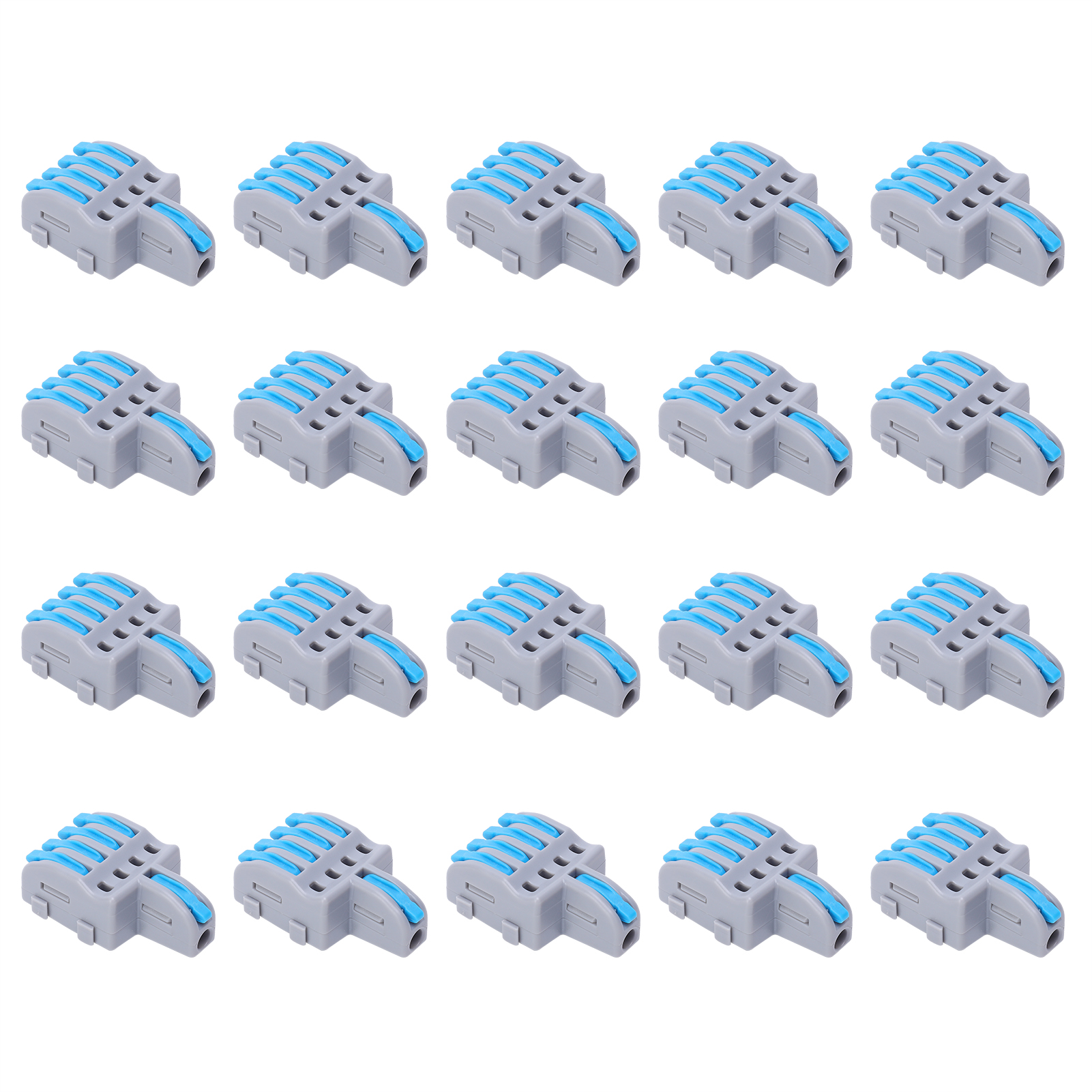 20-teiliges Elektrisches Steckverbinderset, 1 Eingang 4 Ausgänge Splitter, Druckknopf-klemmenblock, Leiterdraht, Elektrische Bauteile (blau)
