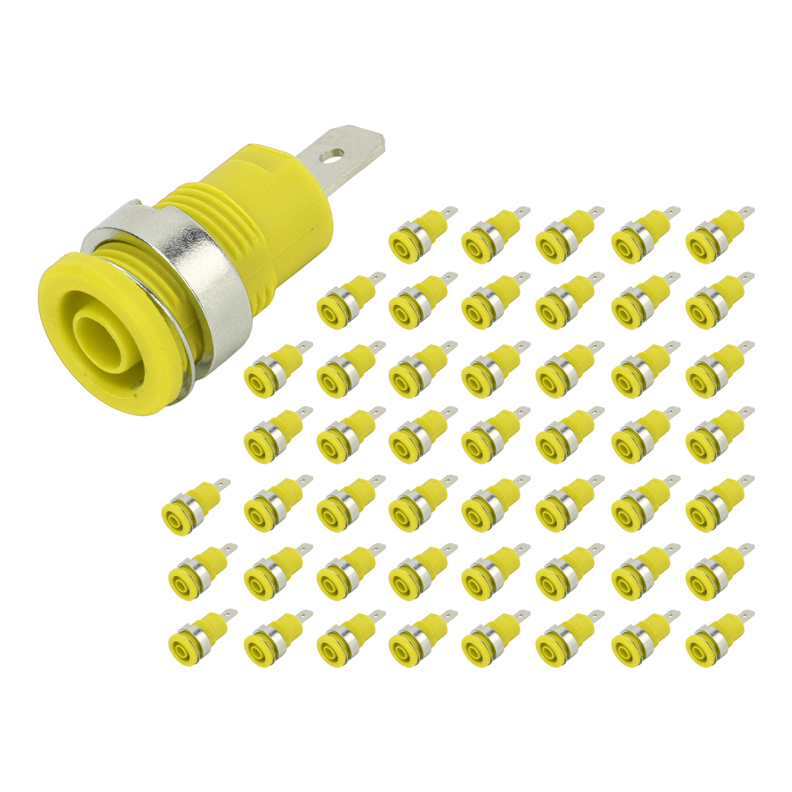 Packung Mit 50 Bananensteckern (4 Mm), Hohe Strombelastbarkeit, Lange Lebensdauer, Gute Übertragungsleistung, Gelbes Elektrisches Prüfzubehör