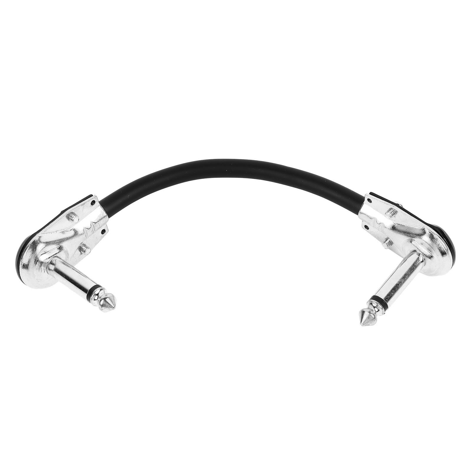 Geräuschdämpfendes Pvc-gitarreneffektkabel, Tragbares Pedalkabel, Flacher Anschluss, Silberner Stecker, 15 Cm