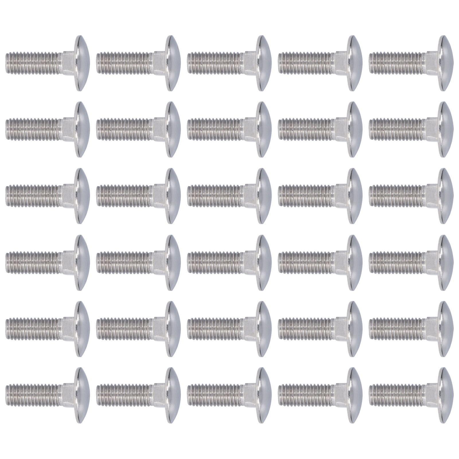 Packung Mit 30 M10x30 Schrauben Mit Gewölbtem Kopf, A2-70 Edelstahl-vierkantschrauben, Vierkanthals, Für Industriemaschinen Und -anlagen.