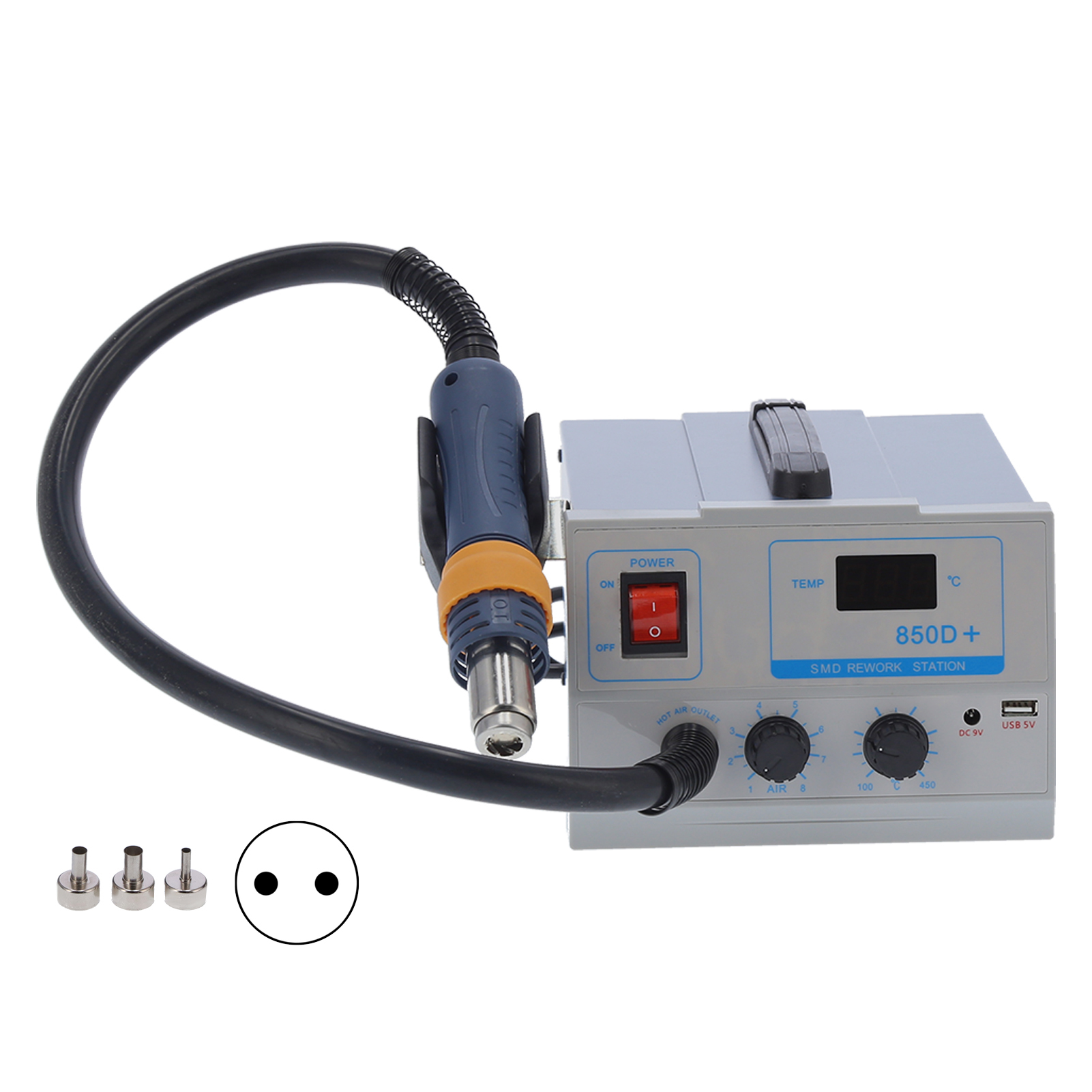 850d Heißluft-entlötstation, Digitale Led-anzeige, Bauteildemontage, Nachbearbeitungsstation, 220 V Wechselstrom, Eu-stecker