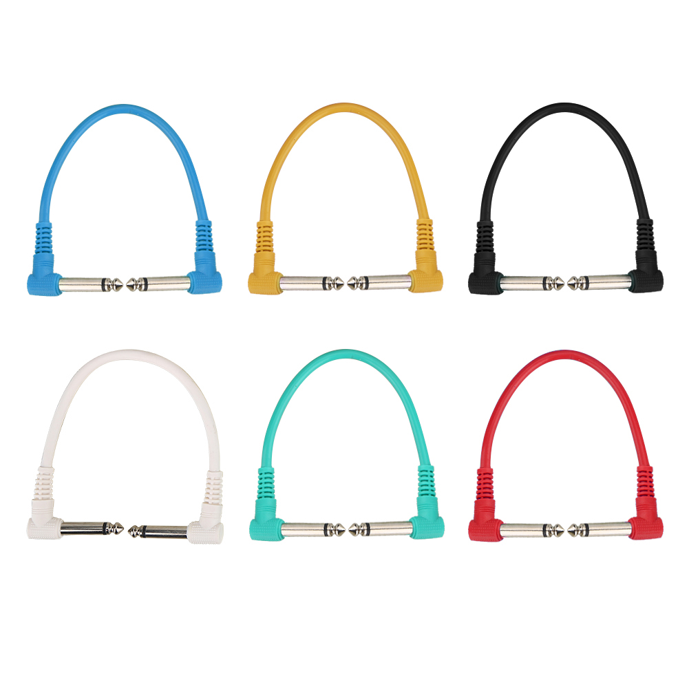 Rechtwinklige 6,35-mm-klinken-audiokabel Für Effektpedale An E-gitarren, 6er-pack