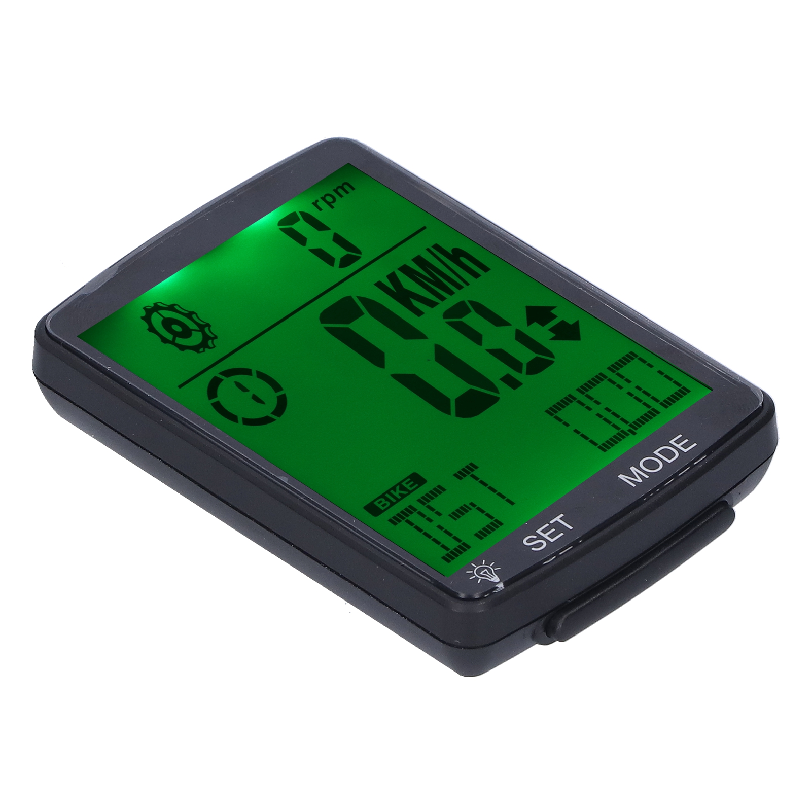 2,8-zoll-fahrradcomputer Mit Großem, Hintergrundbeleuchtetem Led-display, Stoppuhr, Multifunktions-gps-tachometer, Grün
