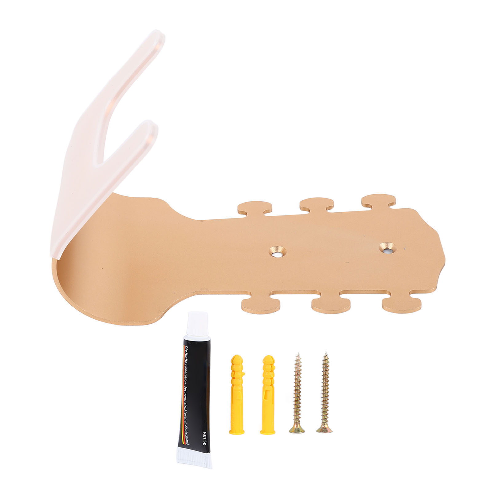 Wandhalterung Ohne Bohren Für Gitarre, Goldener Haken Mit Schützender Silikonhülle, Für Gitarre, Bass Und Ukulele