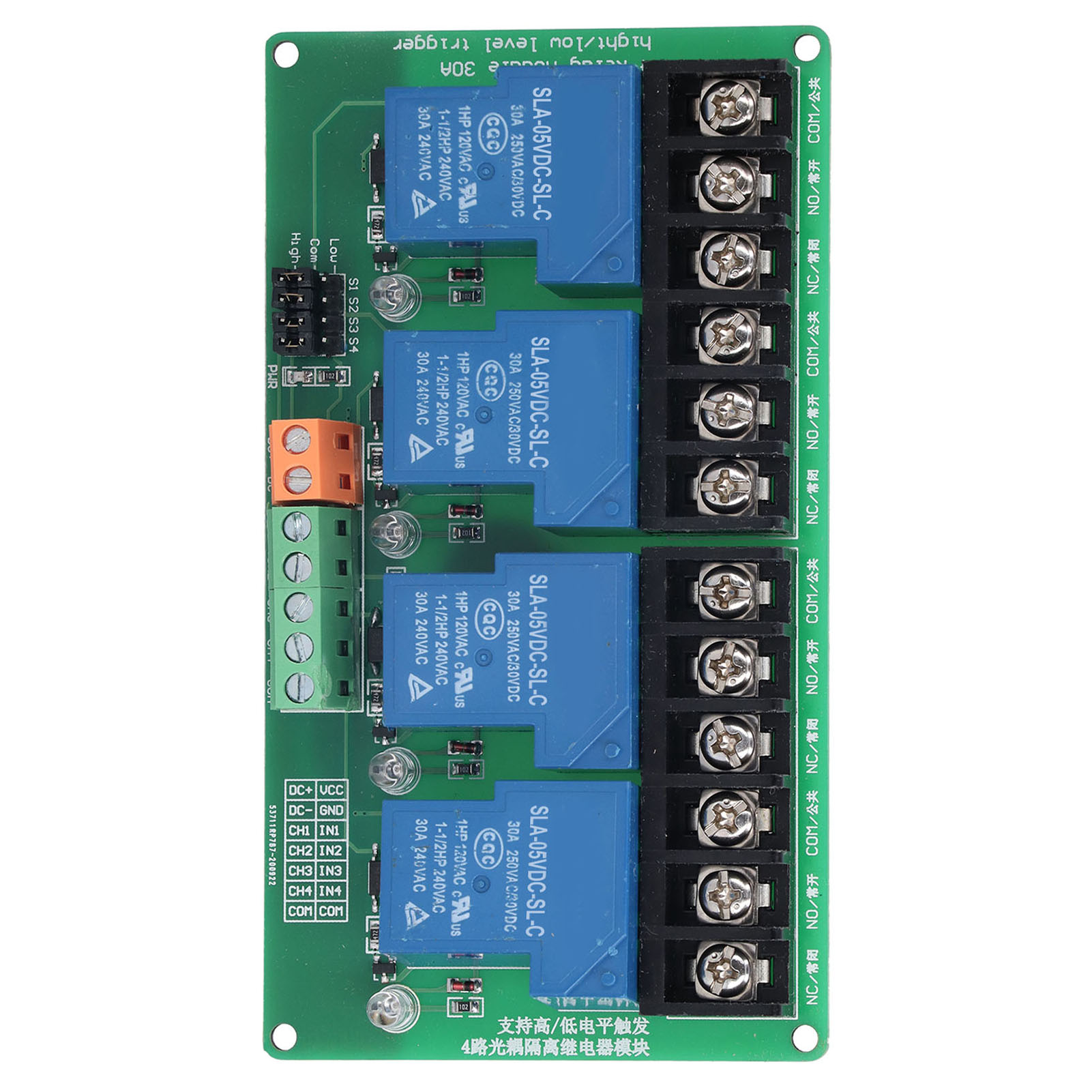 4-kanal-relaismodul 30 A Hoch-/niedrigstrom Mit Optokoppler-isolation 5 V