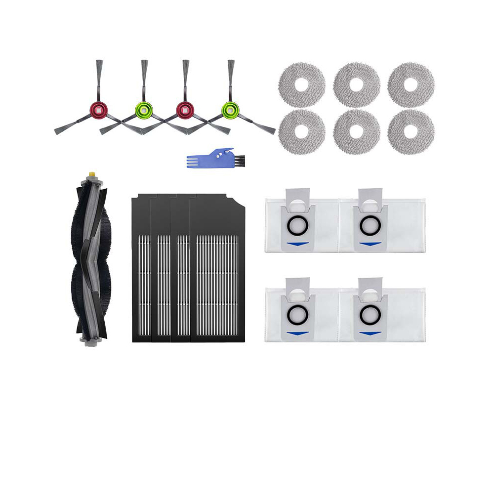 Zubehörset Für Ecovacs Deebot X1 / T10 Omni, Ersatzteile Für Den Deebot X1 Staubsauger, 1 Hauptbürste, 4 Schwarze Hepa-filter, 4 Seitenbürsten, 6 Wischpads, 4 Staubbeutel