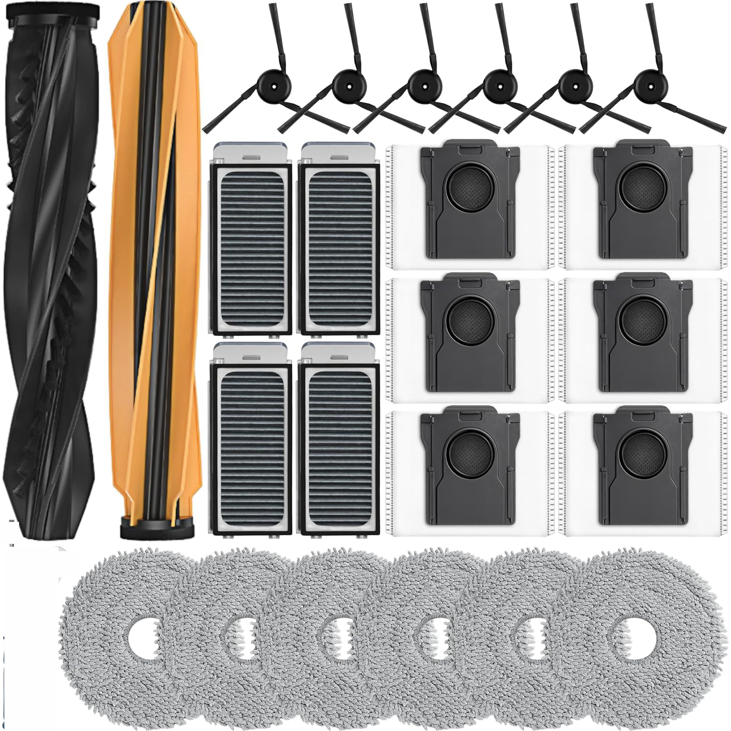 Hauptbürstenset Und Zubehör Für S50 Ultra/s50/s50 Pro: 2 Hauptbürsten, 4 Hepa-filter, 6 Seitenbürsten, 6 Staubbeutel, 6 Wischmopp-pads